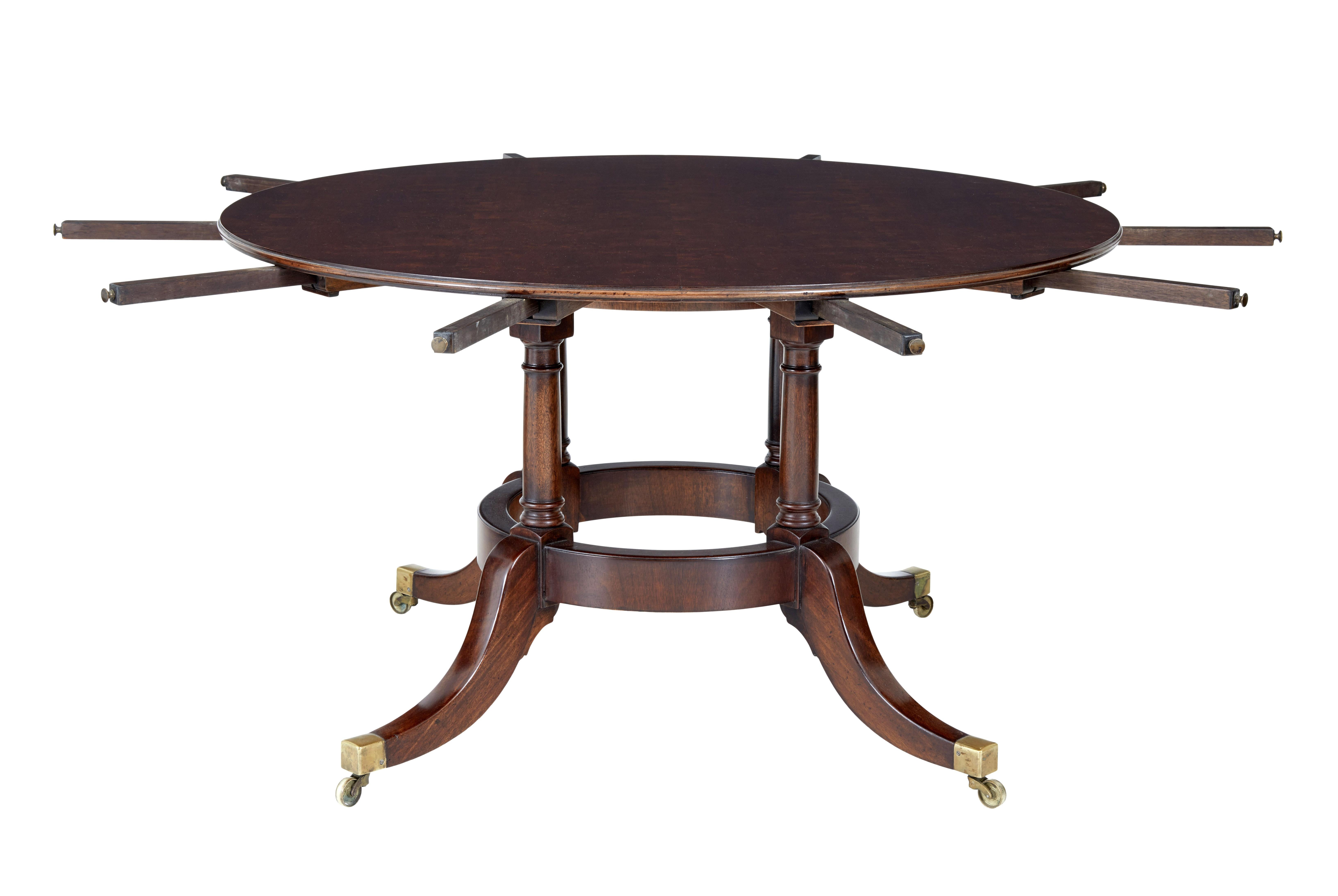 English Late 20th Century Mahogany Jupe Dining Table with Leaf Cabinet