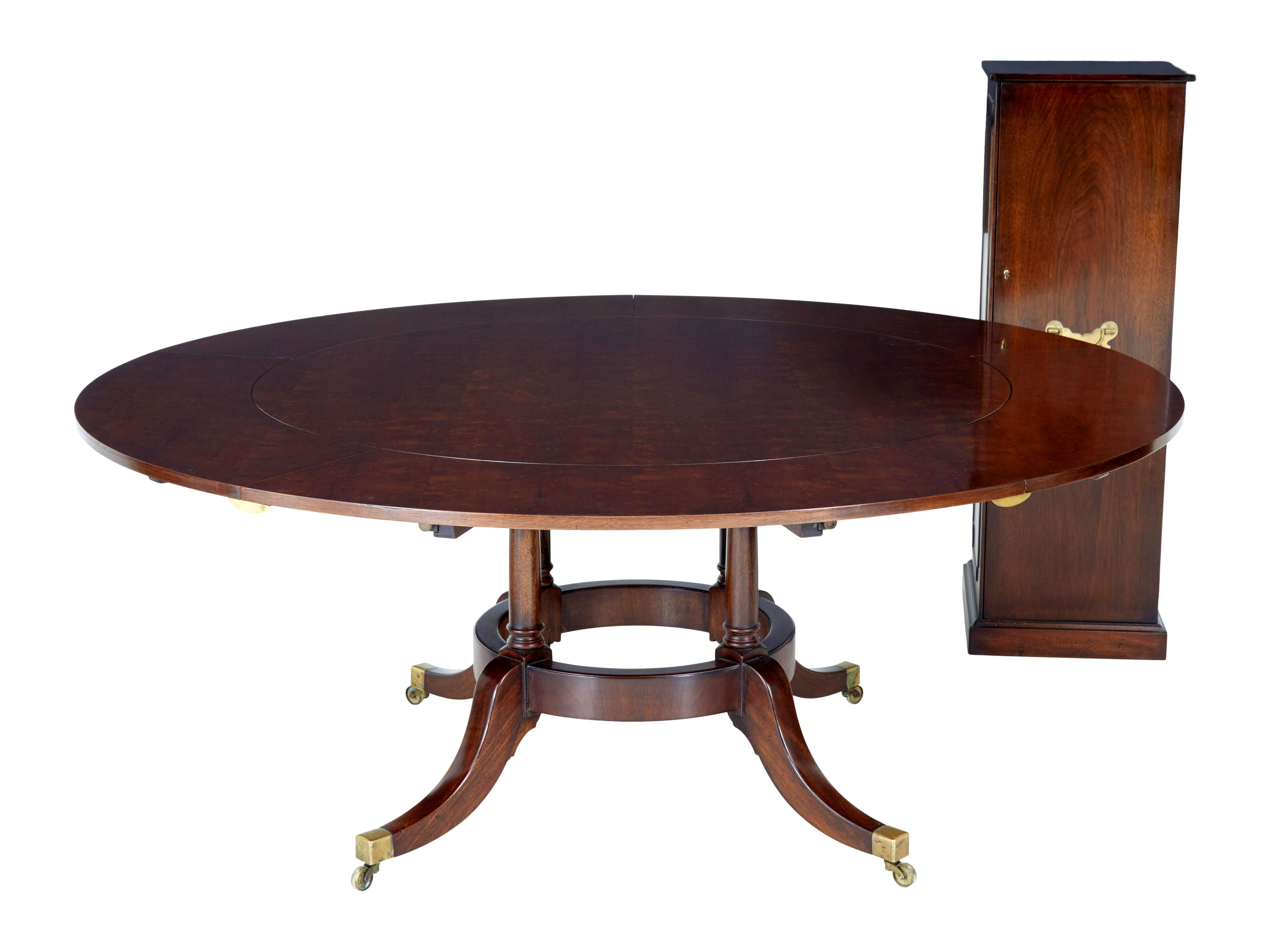 Late 20th Century Mahogany Jupe Dining Table with Leaf Cabinet In Good Condition In Debenham, Suffolk
