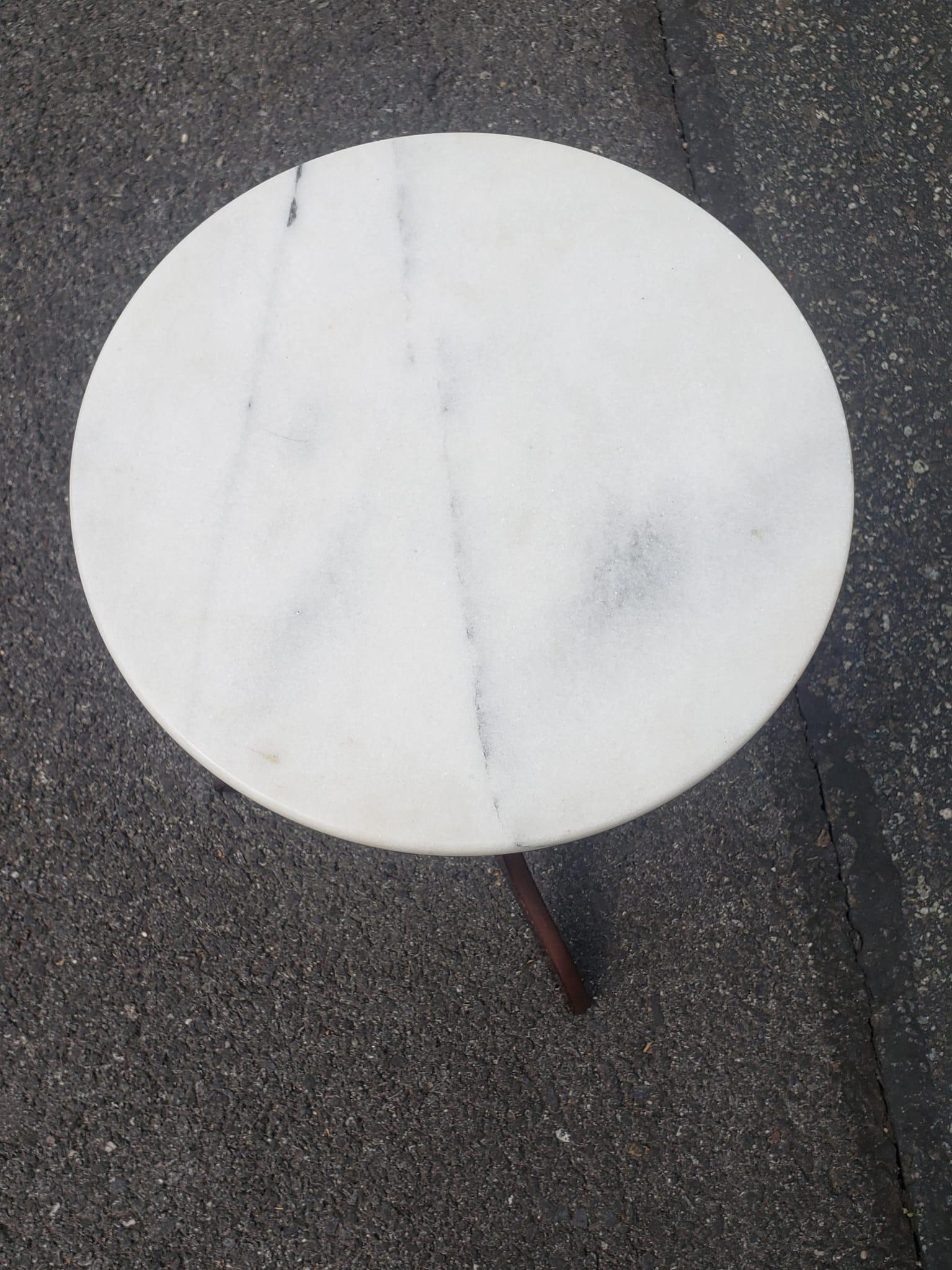 Other Late 20th Century Mahogany Pdestal Tripod Marble Top Candle Stand For Sale