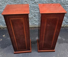 Late 20th Century Mahogany Pedestal Column Cabinets, A pair