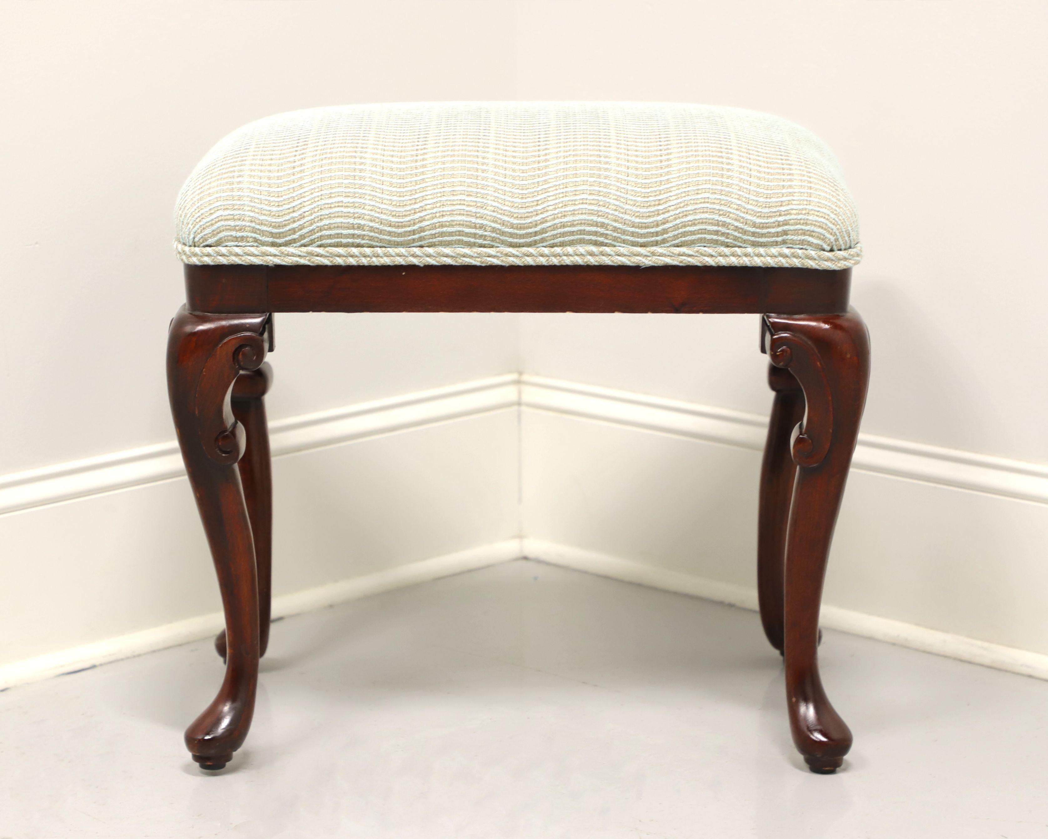 Late 20th Century Mahogany Queen Anne Upholstered Footstool - A In Good Condition In Charlotte, NC