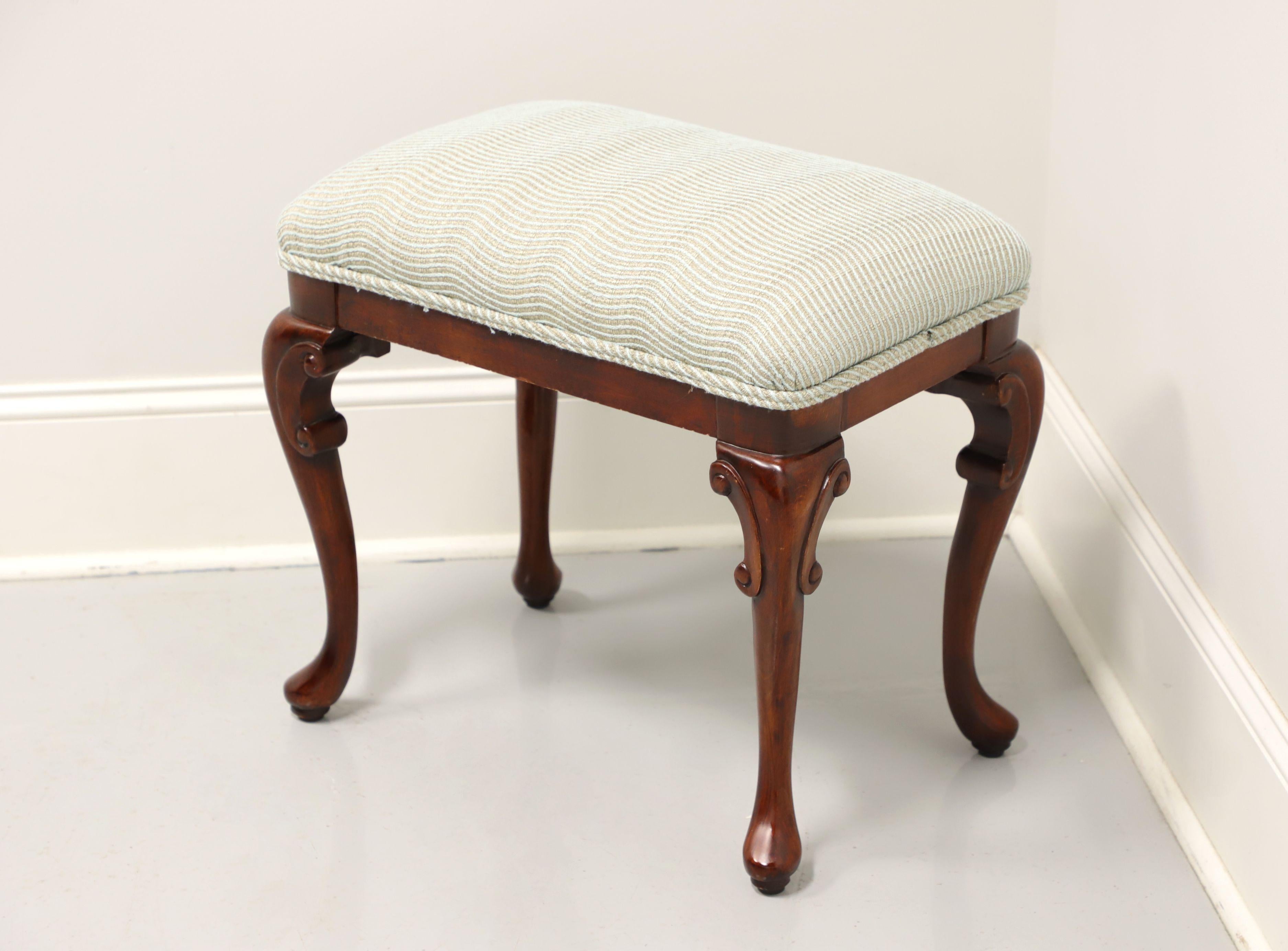 American Late 20th Century Mahogany Queen Anne Upholstered Footstool - B