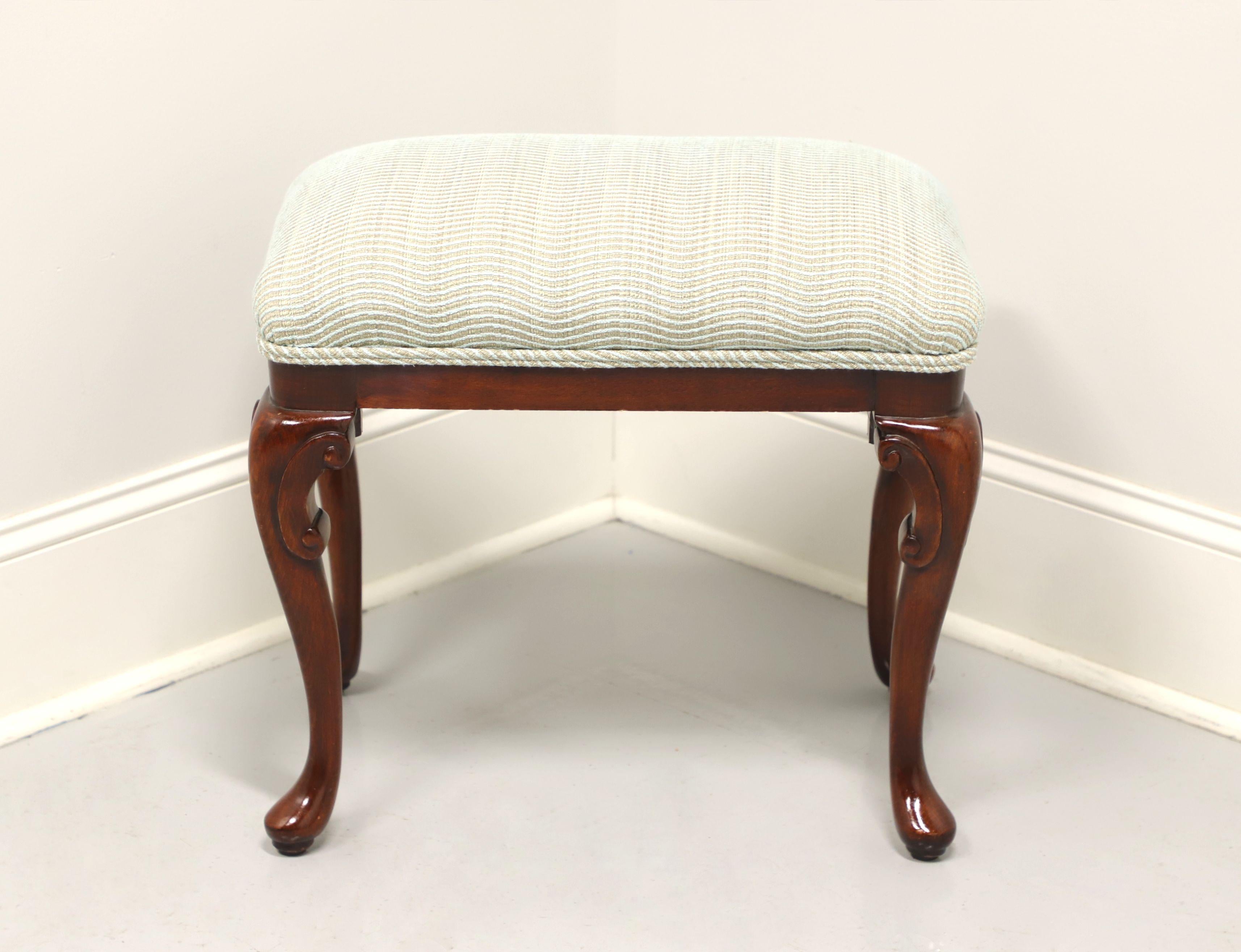 Late 20th Century Mahogany Queen Anne Upholstered Footstool - B In Good Condition In Charlotte, NC