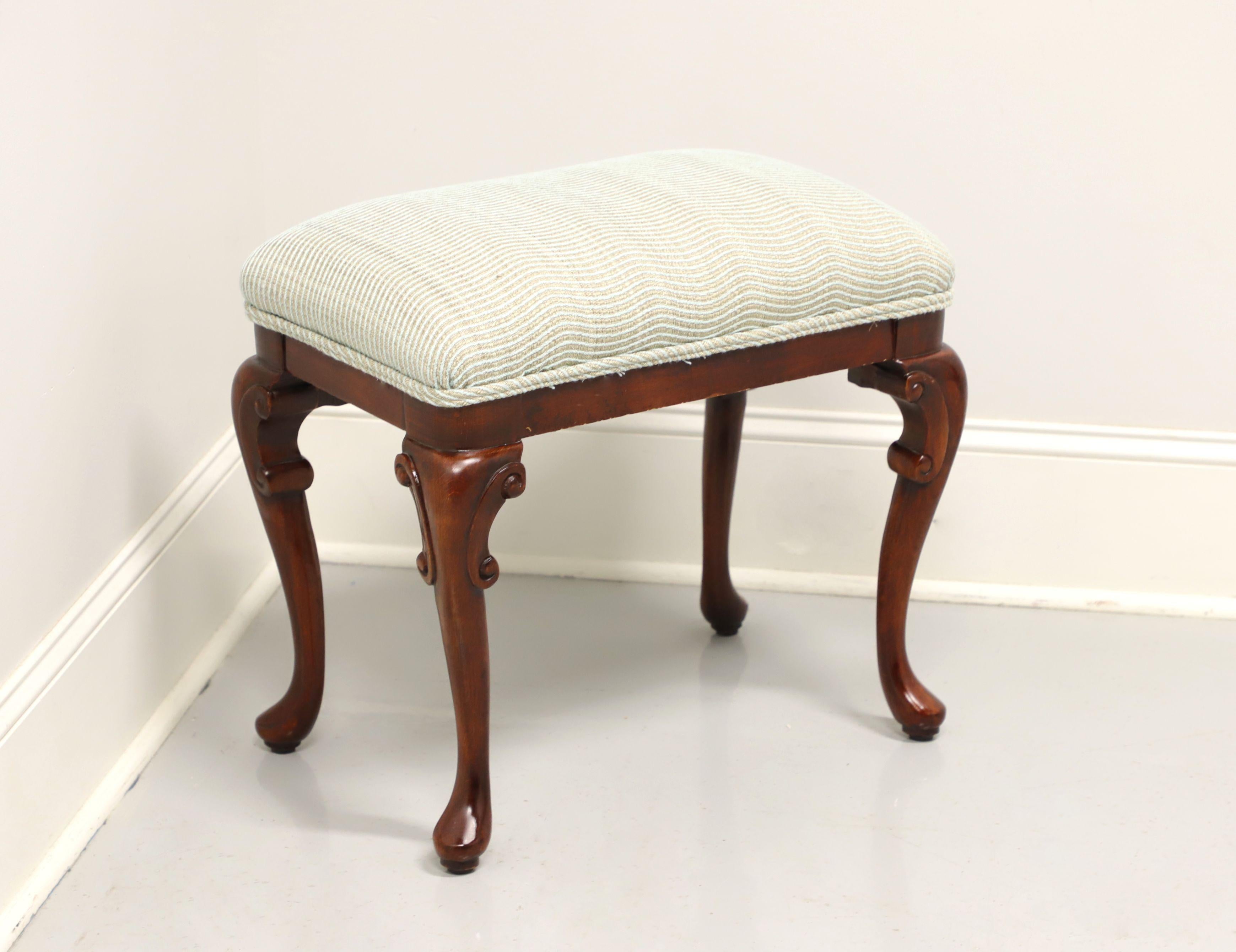 Late 20th Century Mahogany Queen Anne Upholstered Footstool - B 2