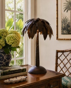 Late 20th Century Maison Jansen Style Metal Palm Tree Table Lamp