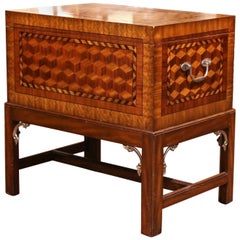 Late 20th Century Maitland-Smith Mahogany and Walnut Inlaid Chest on Stand