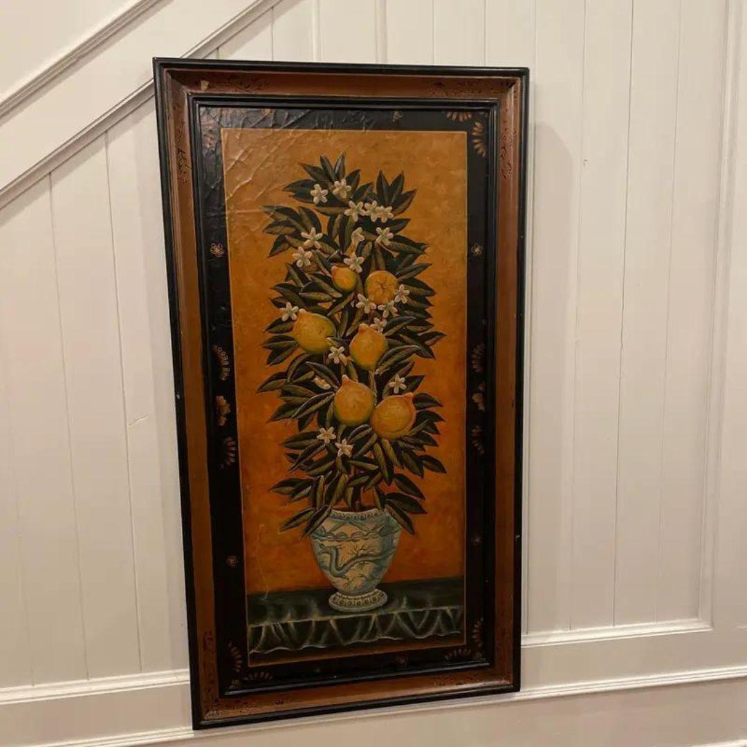 Late 20th Century Maitland-Smith Style Chinoiserie Painted Wood Panel Art Extra  For Sale 7