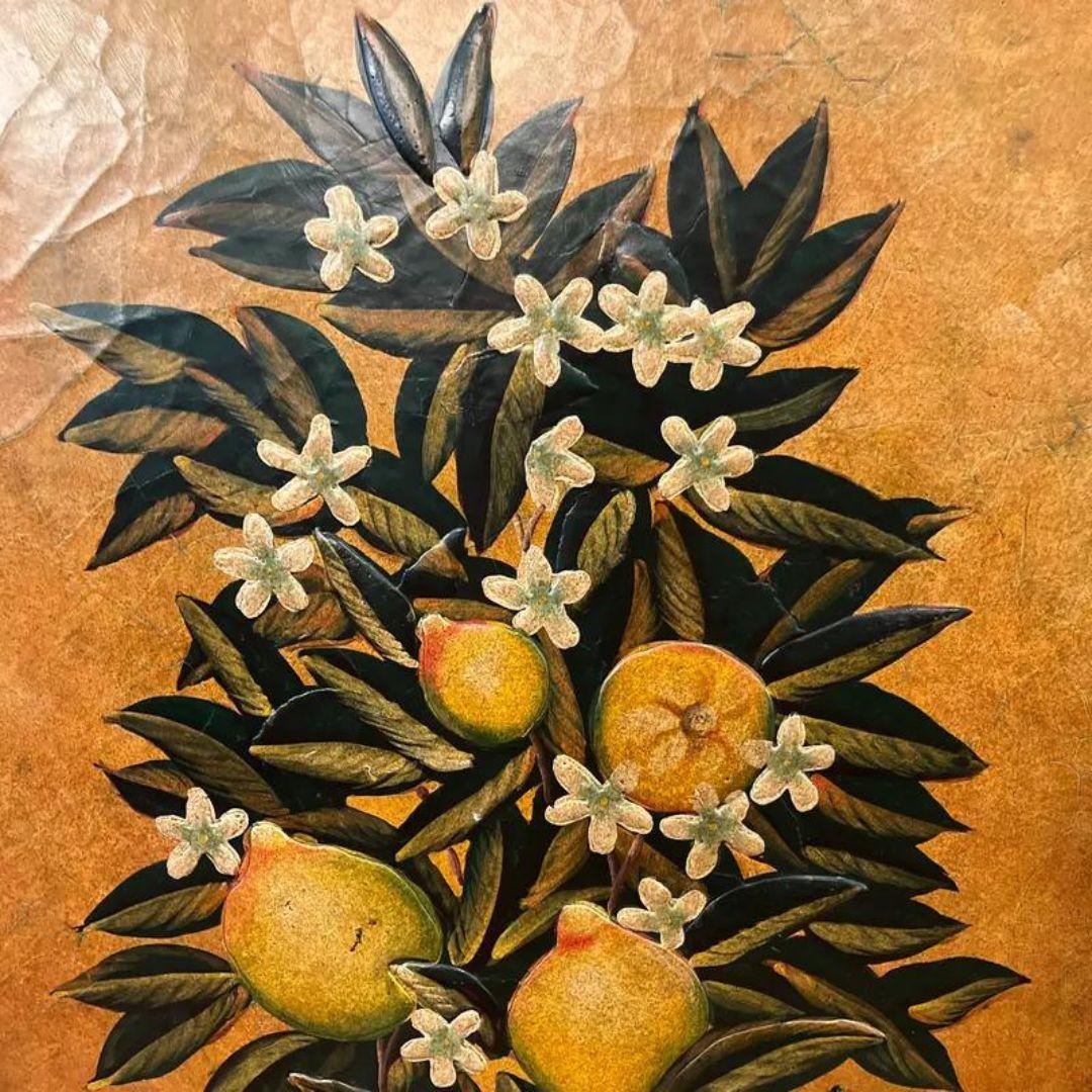 Late 20th Century Maitland-Smith Style Chinoiserie Painted Wood Panel Art Extra  For Sale 2
