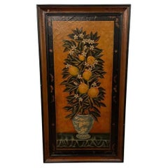 Vintage Late 20th Century Maitland-Smith Style Chinoiserie Painted Wood Panel Art Extra 
