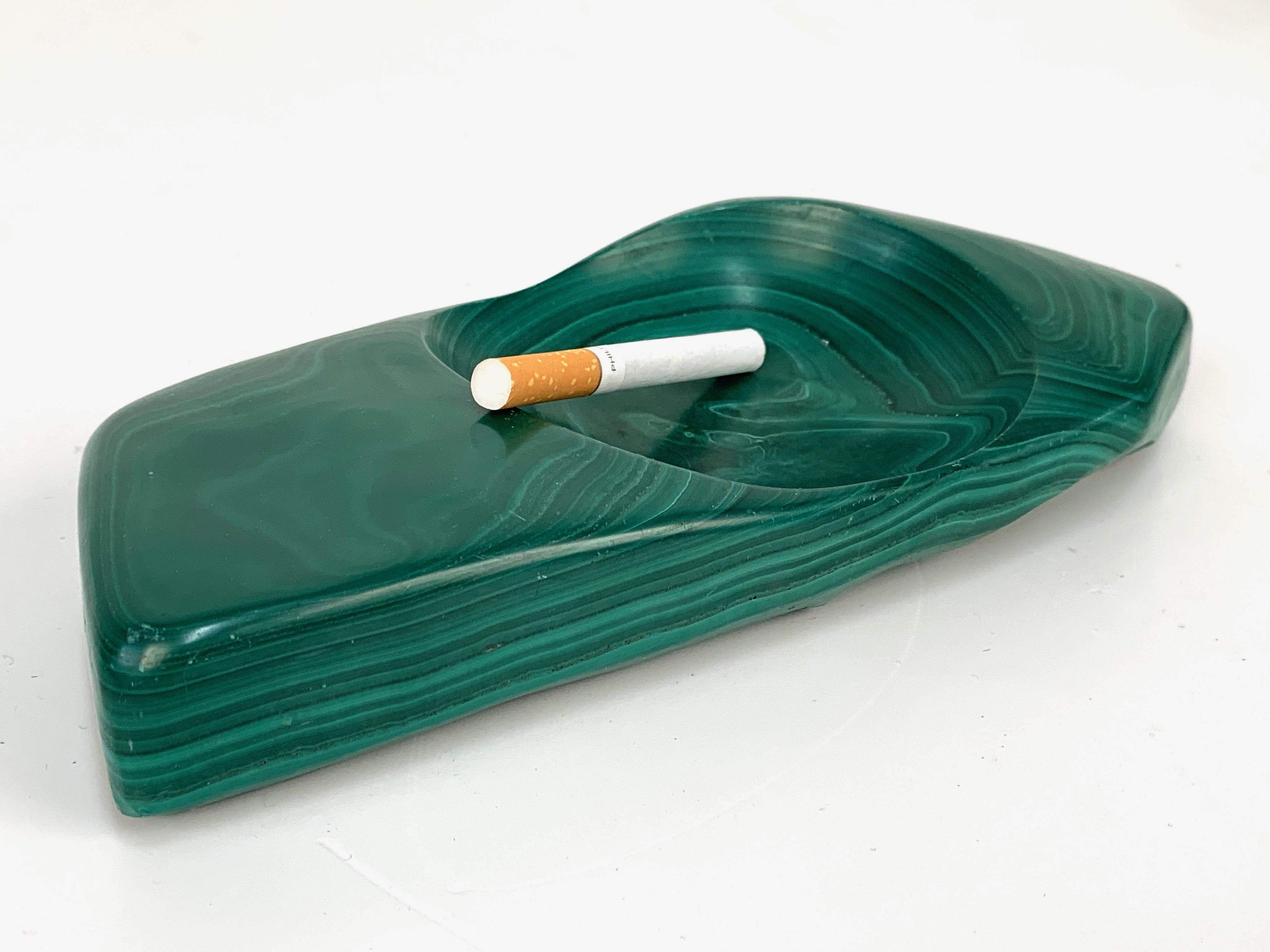 Late 20th Century Malachite Green Marble Italian Ashtray, 1970s 1