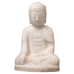 Buddha-Statue aus Marmor des späten 20. Jahrhunderts in Bhumisparsha Mudra – Original Buddhas
