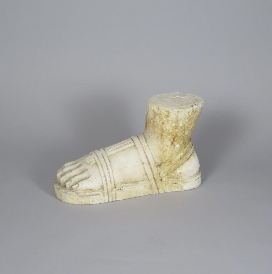 Large Marble European Greco-Roman Foot with Sandal. Europe, late 20th century.