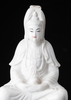Estatua de Guan Yin de mármol de Birmania, de finales del siglo XX