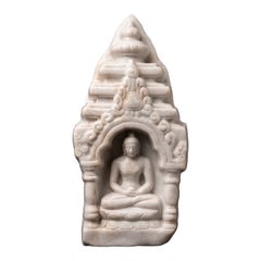 Late 20th century Marble stone Thai Buddha statue from Thailand
