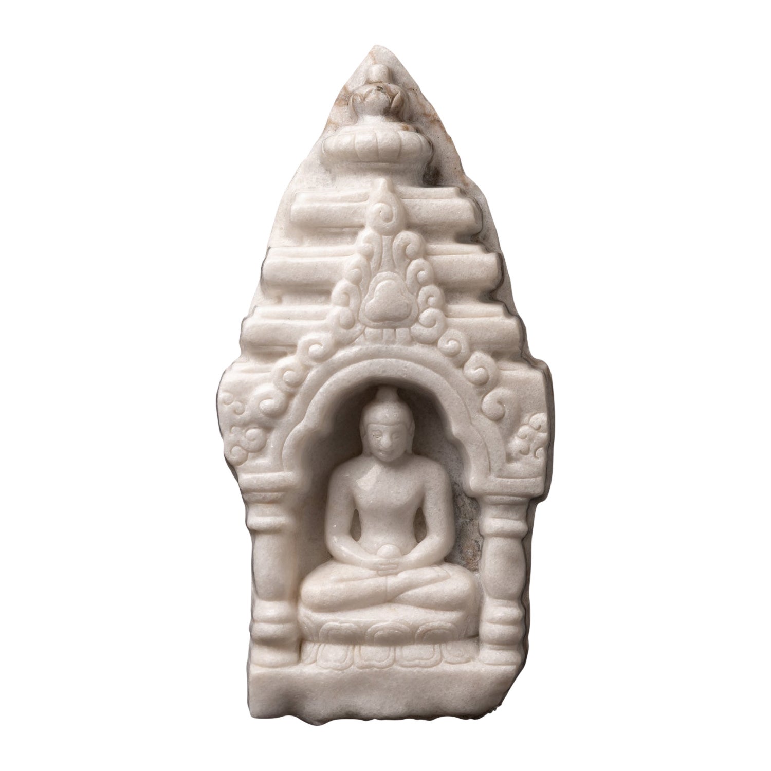 Late 20th century Marble stone Thai Buddha statue from Thailand For Sale