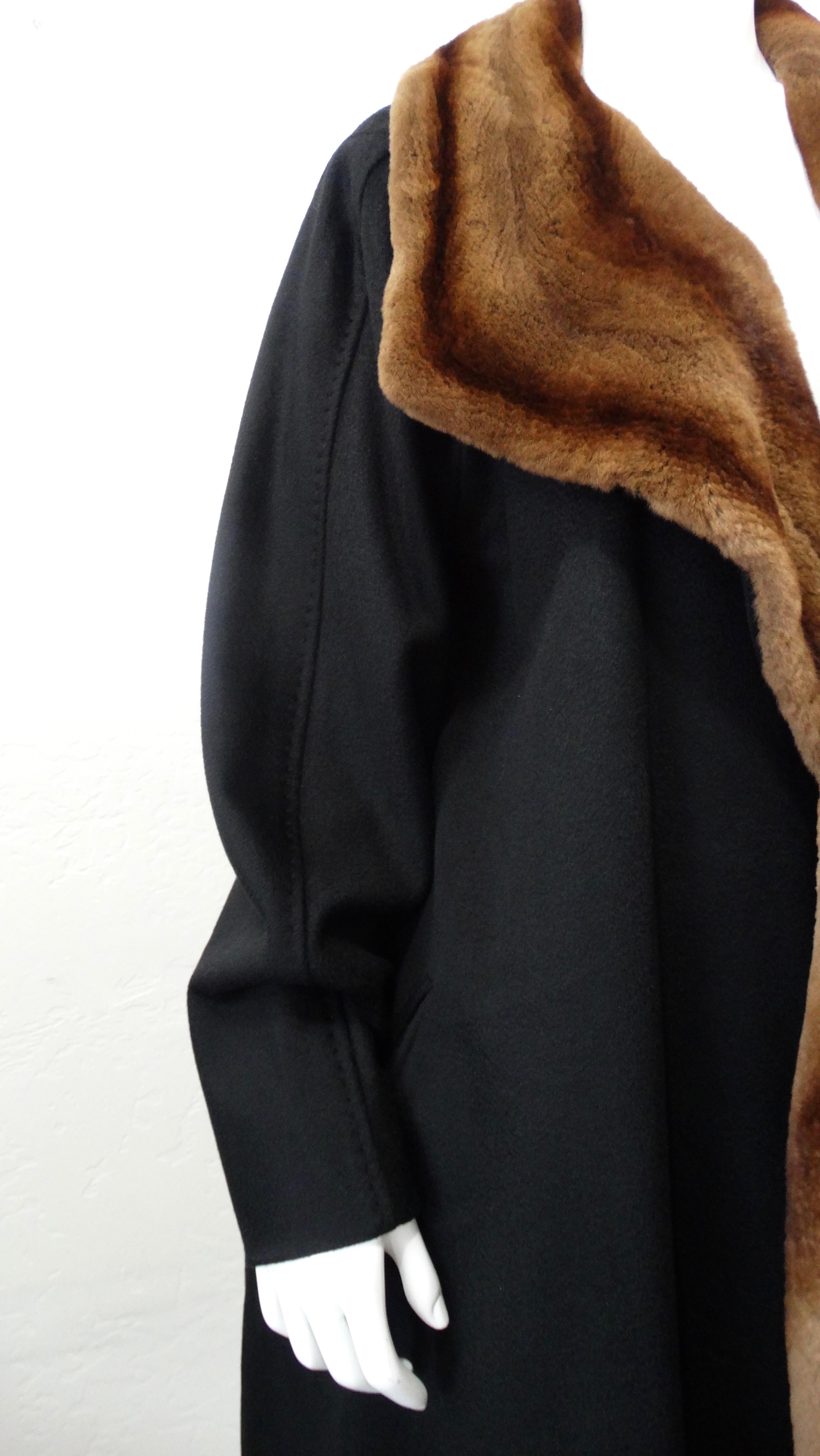  MaxMara Late 20th Century Black Cashmere & Mink Fur Coat  6