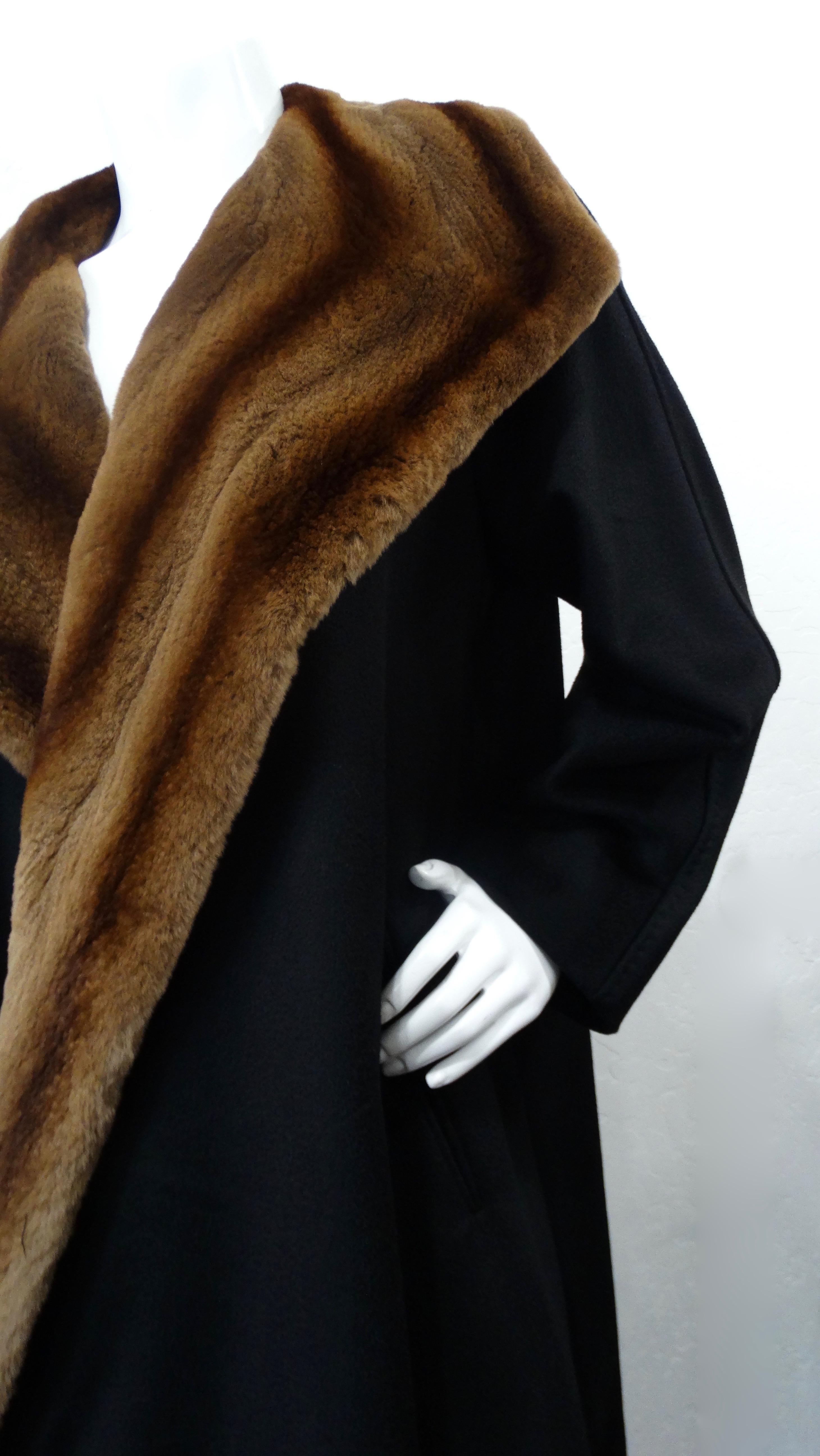  MaxMara Late 20th Century Black Cashmere & Mink Fur Coat  In Good Condition In Scottsdale, AZ
