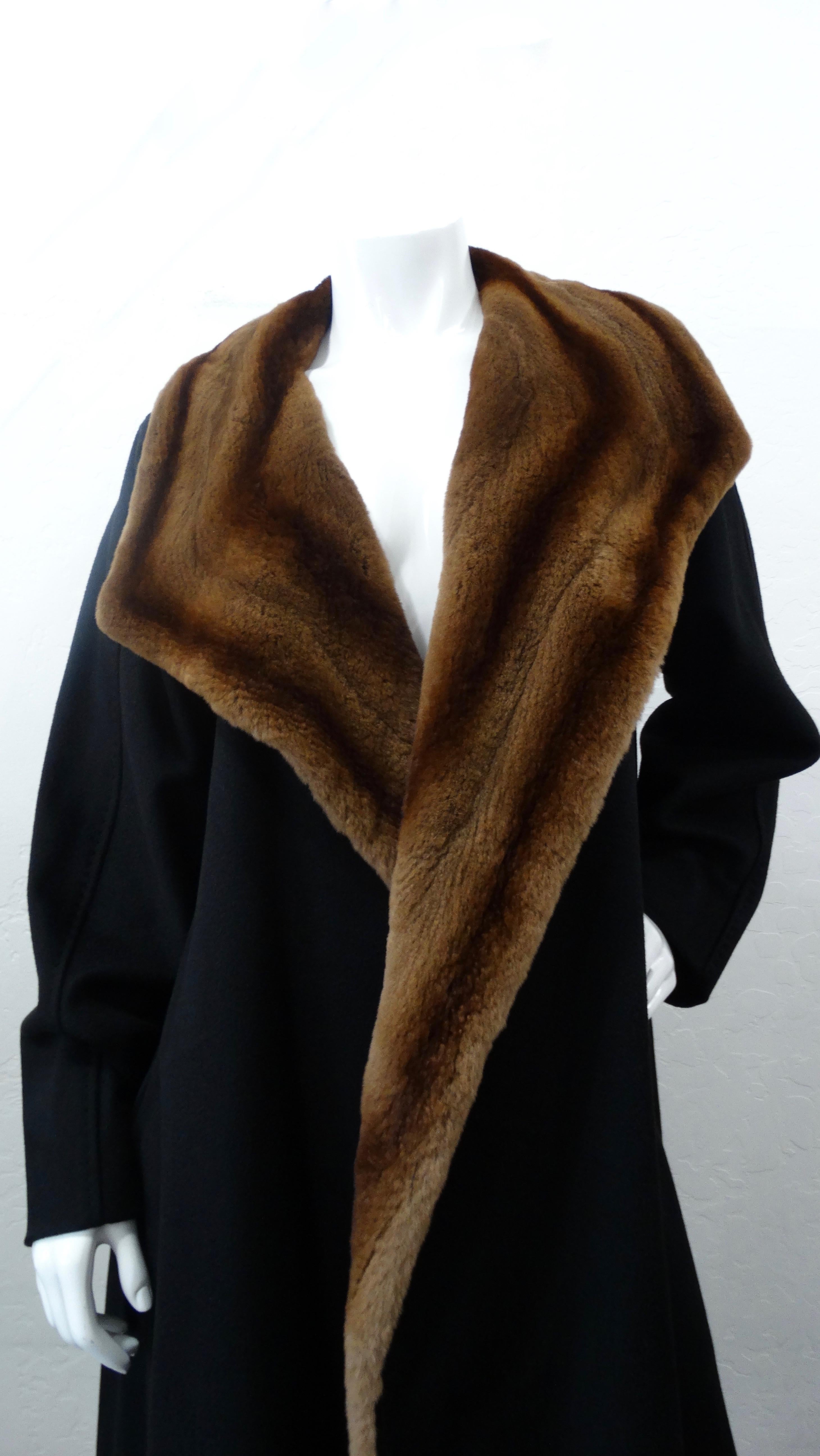  MaxMara Late 20th Century Black Cashmere & Mink Fur Coat  1