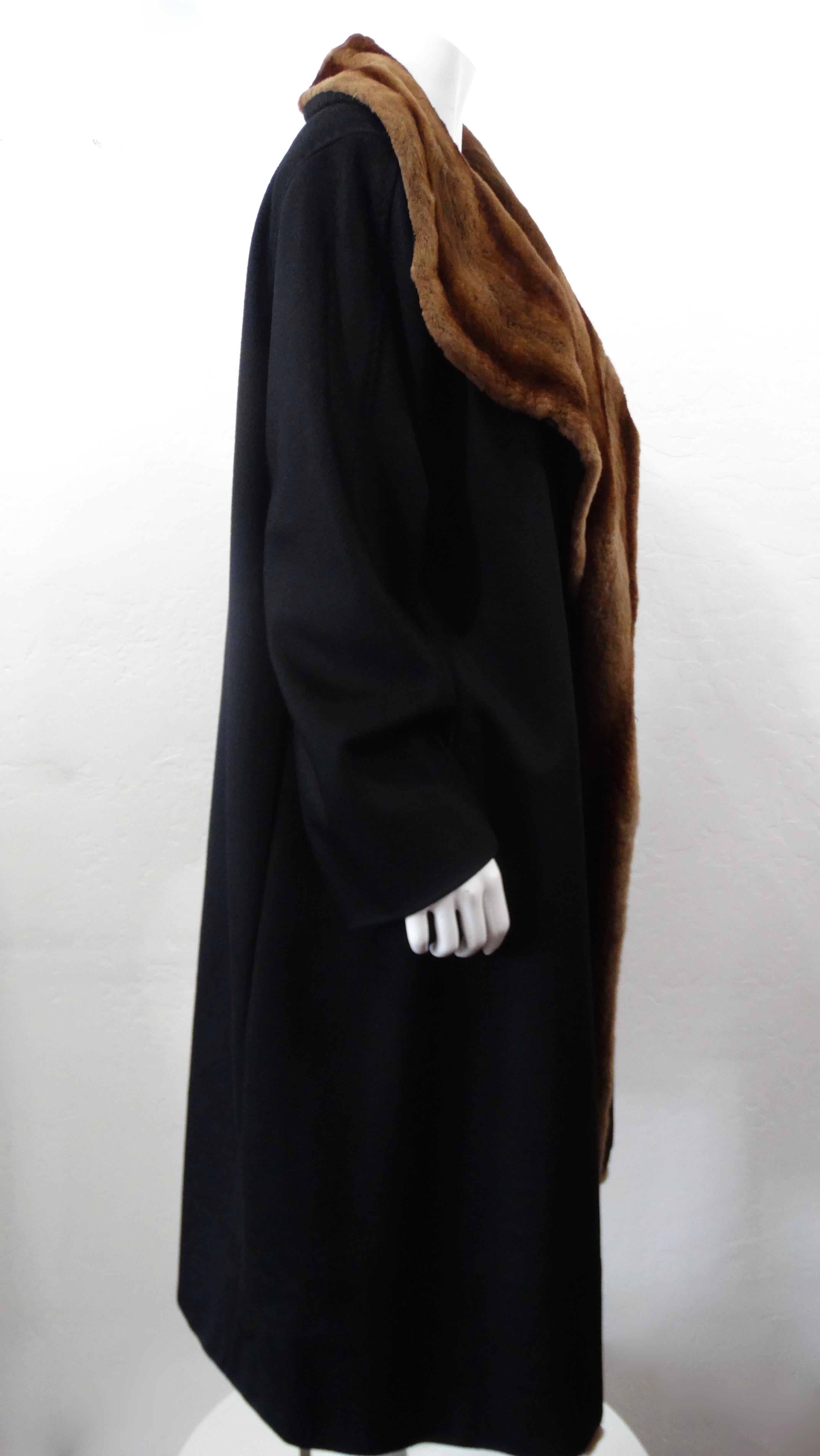  MaxMara Late 20th Century Black Cashmere & Mink Fur Coat  2