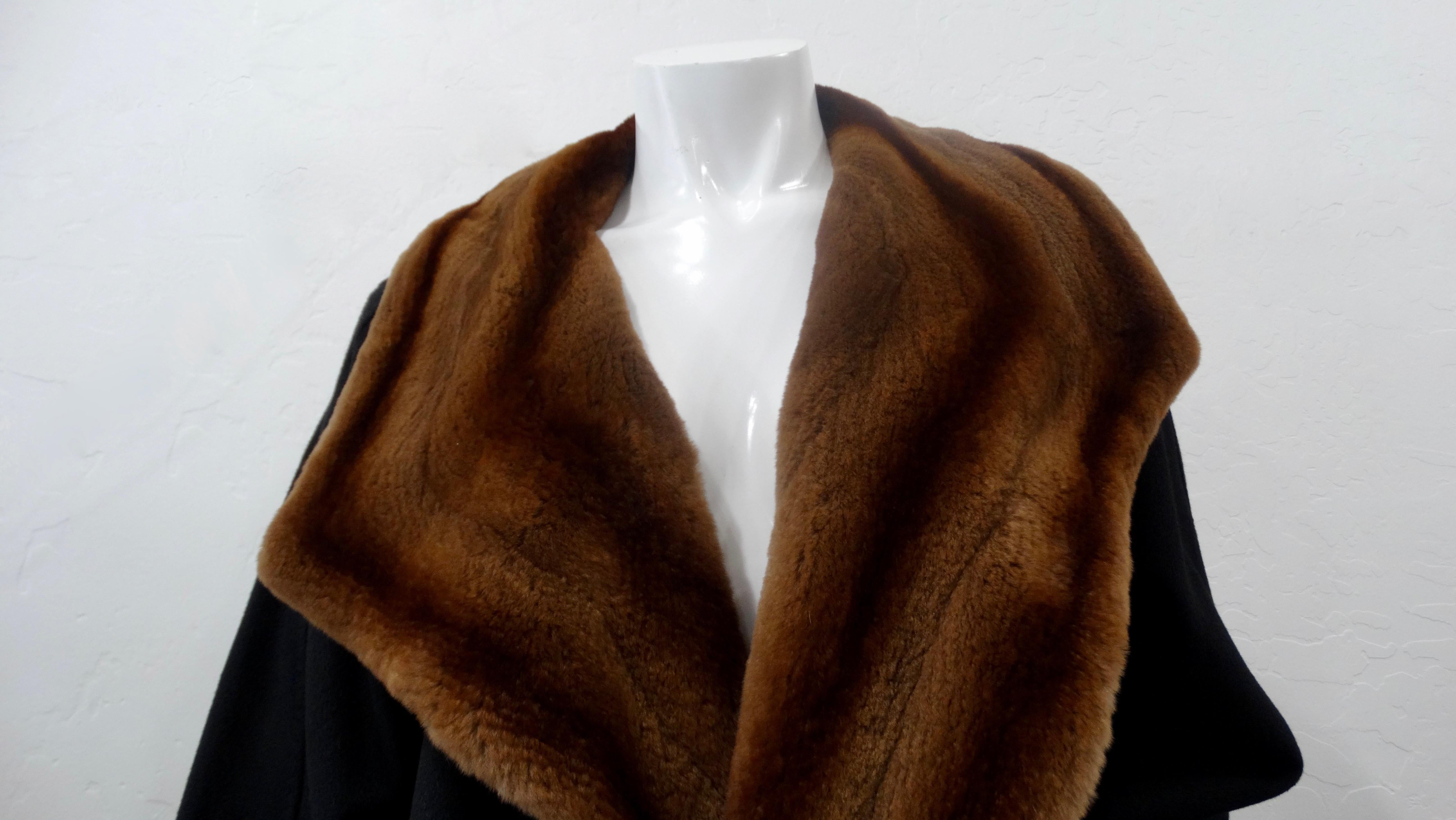  MaxMara Late 20th Century Black Cashmere & Mink Fur Coat  3