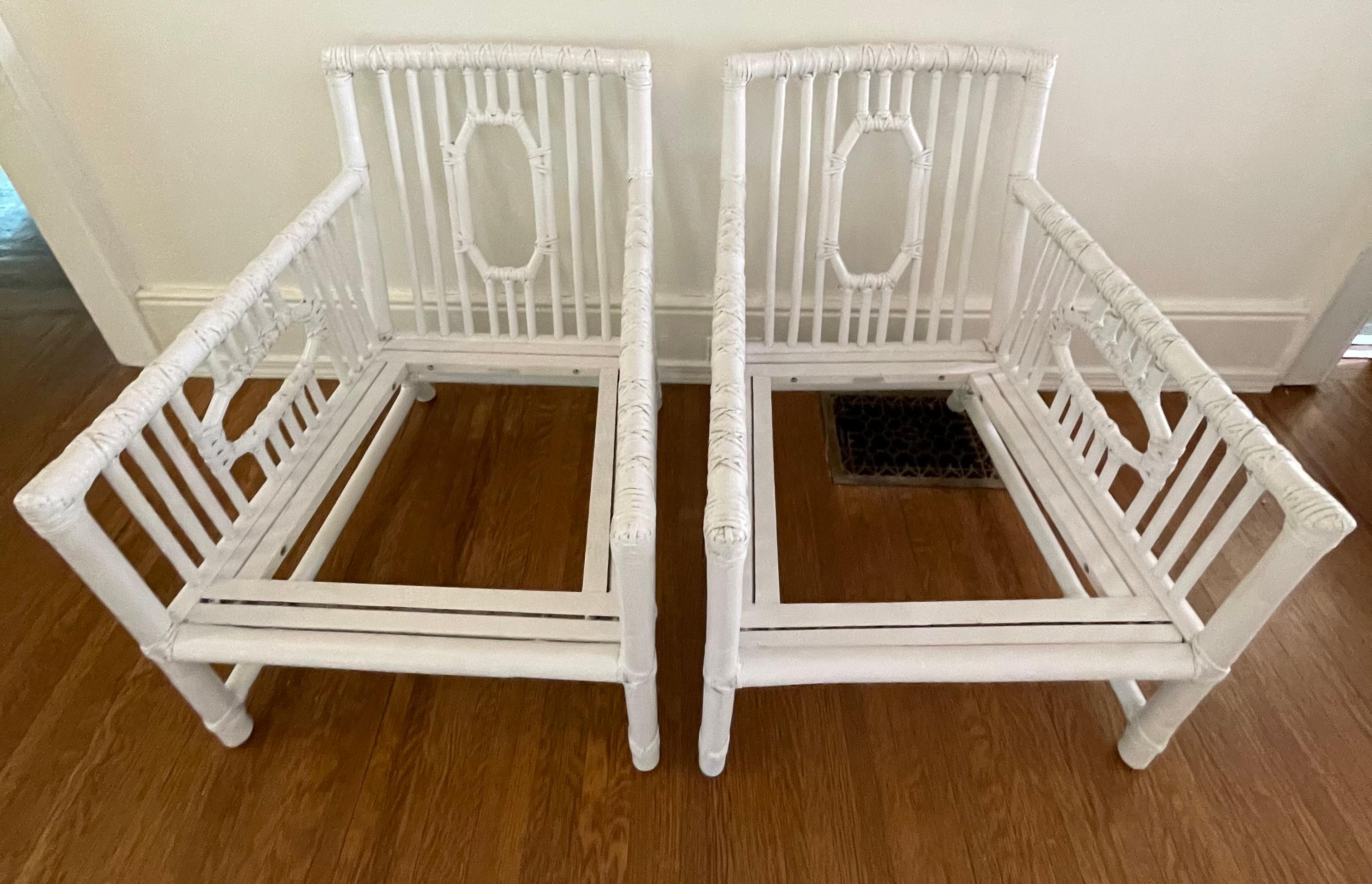 Late 20th Century McGuire Organic Rattan Lounge Chairs, a Pair In Good Condition For Sale In Rochester, NY