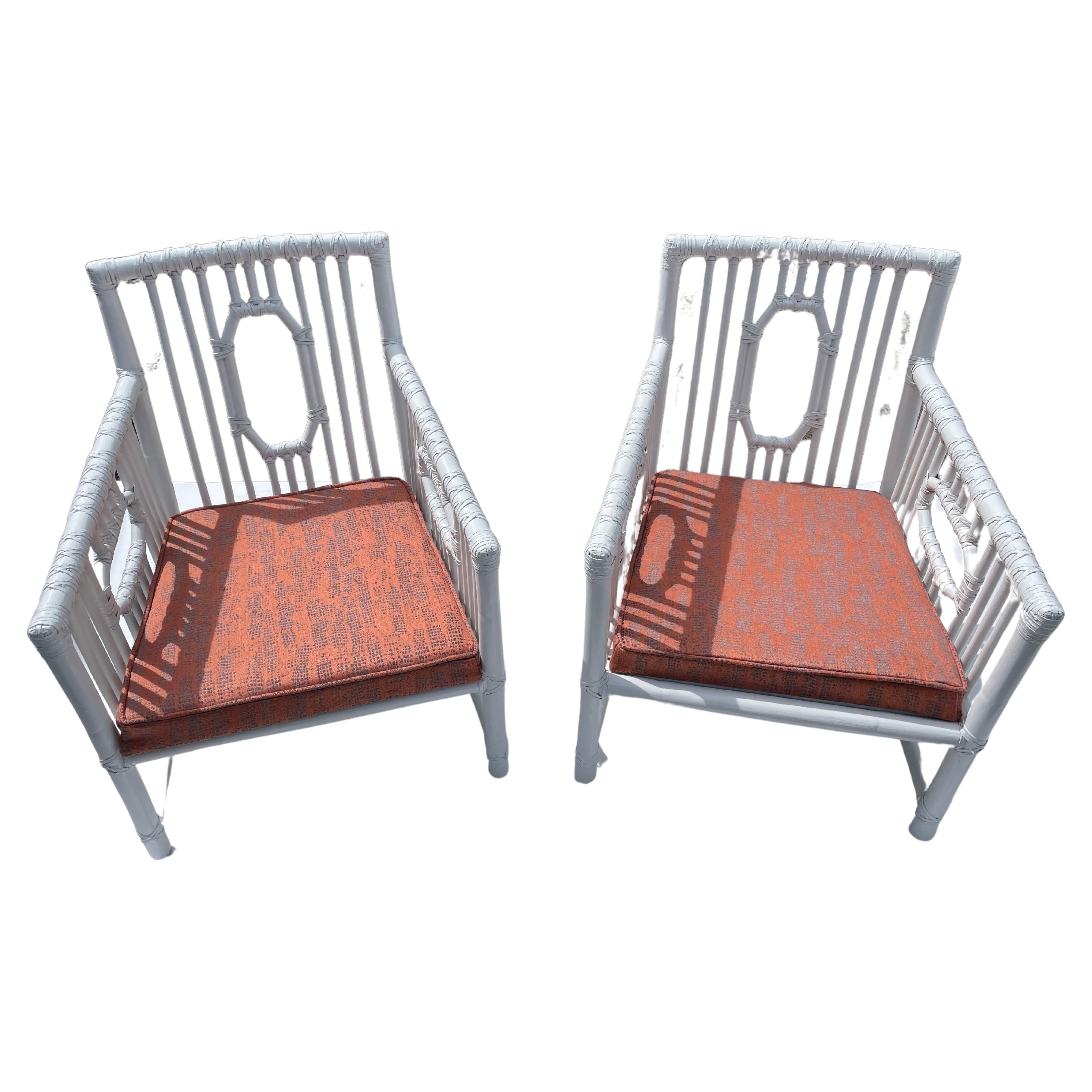 Late 20th Century McGuire Organic Rattan Lounge Chairs, a Pair For Sale