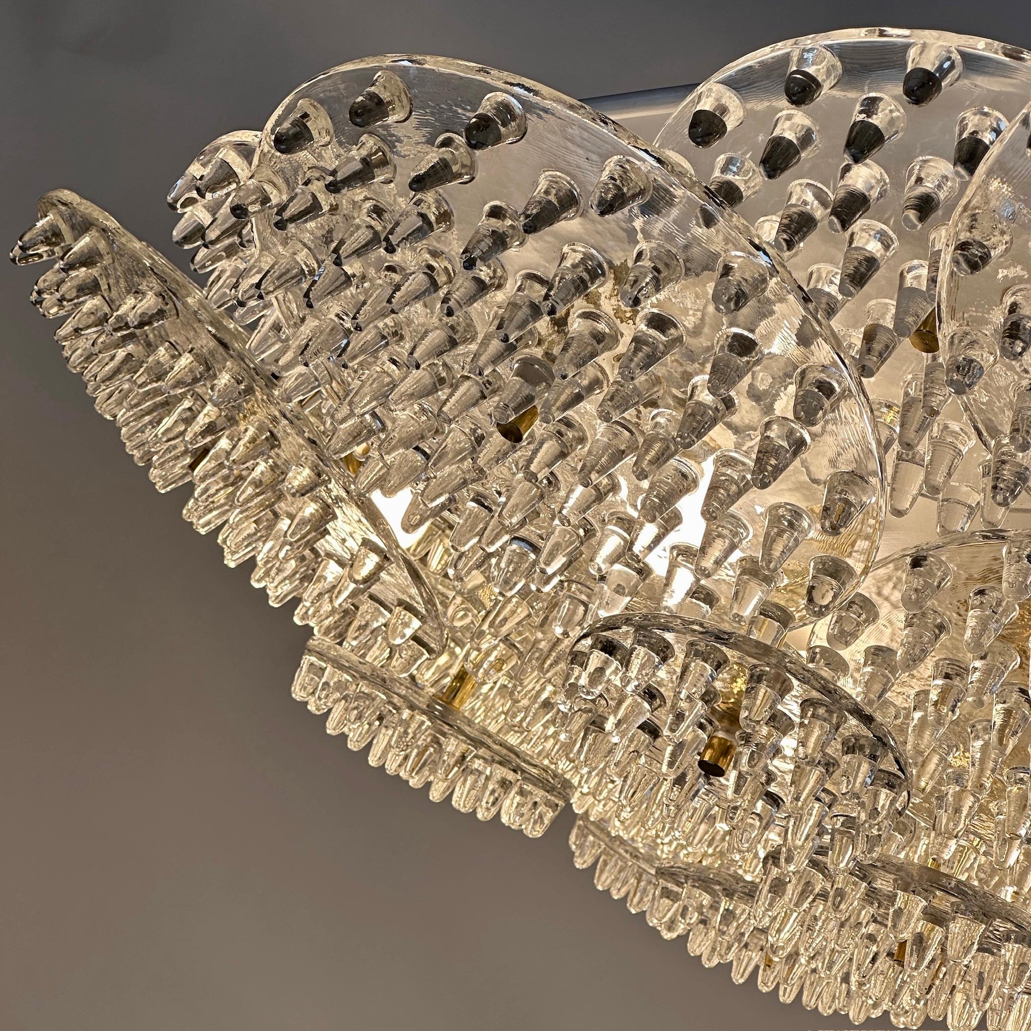 Ende des 20. Jahrhunderts Metall & Messing mit transparenten Murano-Glasscheiben Flush Mount im Angebot 1