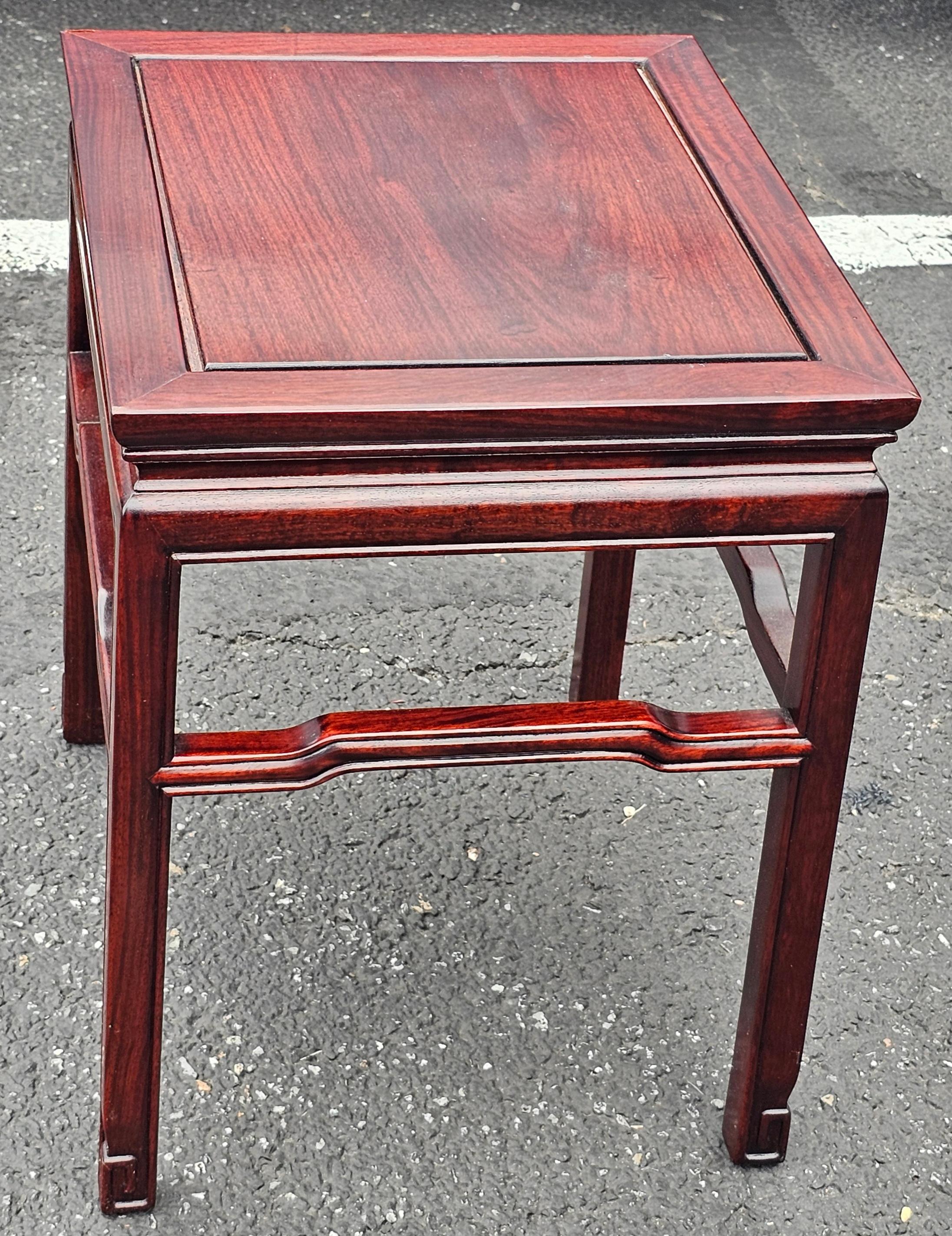 Stained Late 20th Century Ming Style Asian Rosewood Side Table For Sale