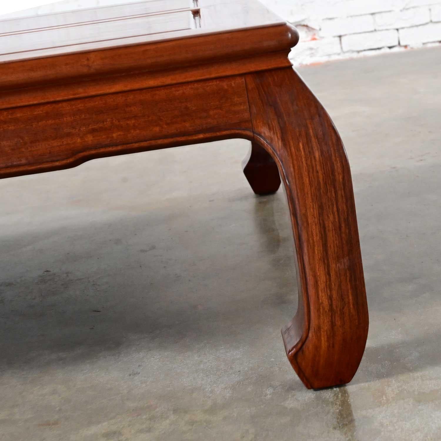 Late 20th Century Ming Style Solid Rosewood Square Coffee Table w/ Chow Legs For Sale 3