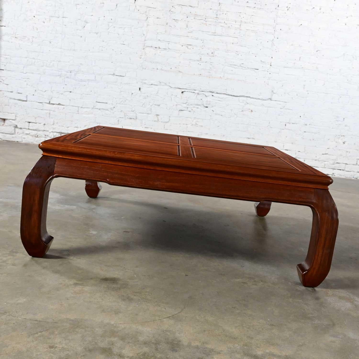 Late 20th Century Ming Style Solid Rosewood Square Coffee Table w/ Chow Legs For Sale 9