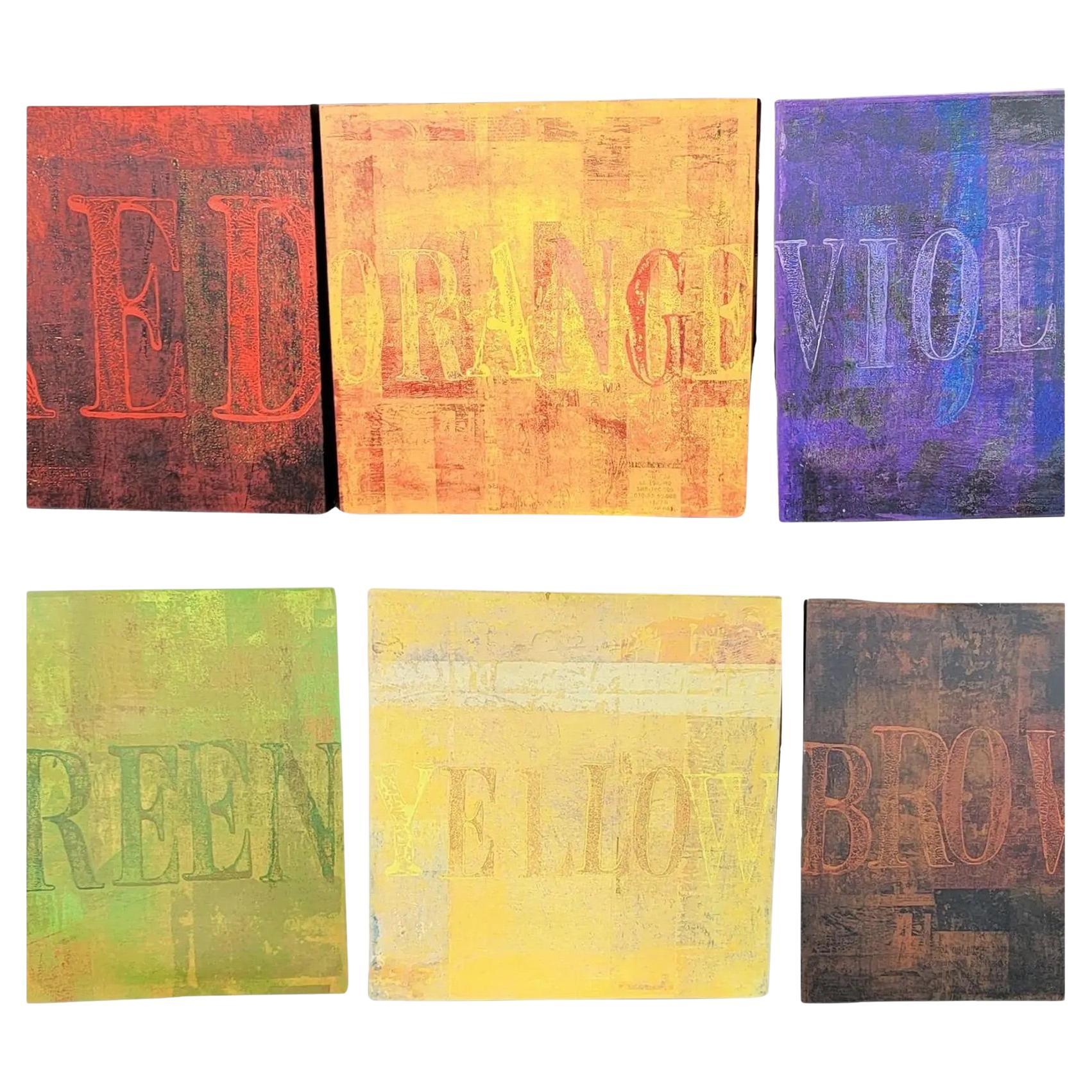 Late 20th Century Minimalist Word Art Oil Paintings - Set of 6