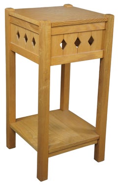 Mission Arts & Crafts Curly Ash Burl Taboret Side Table Plant Stand Pedestal