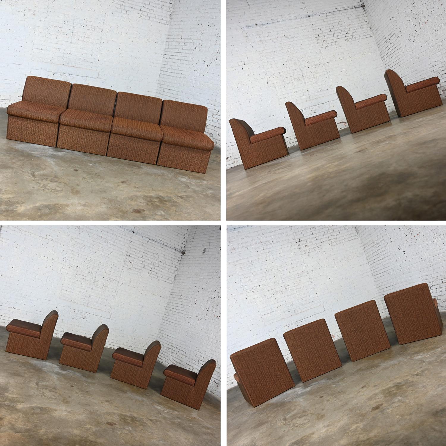Late 20th Century Modern Global Upholstery Company Brown 7 Piece Sectional Sofa For Sale 11