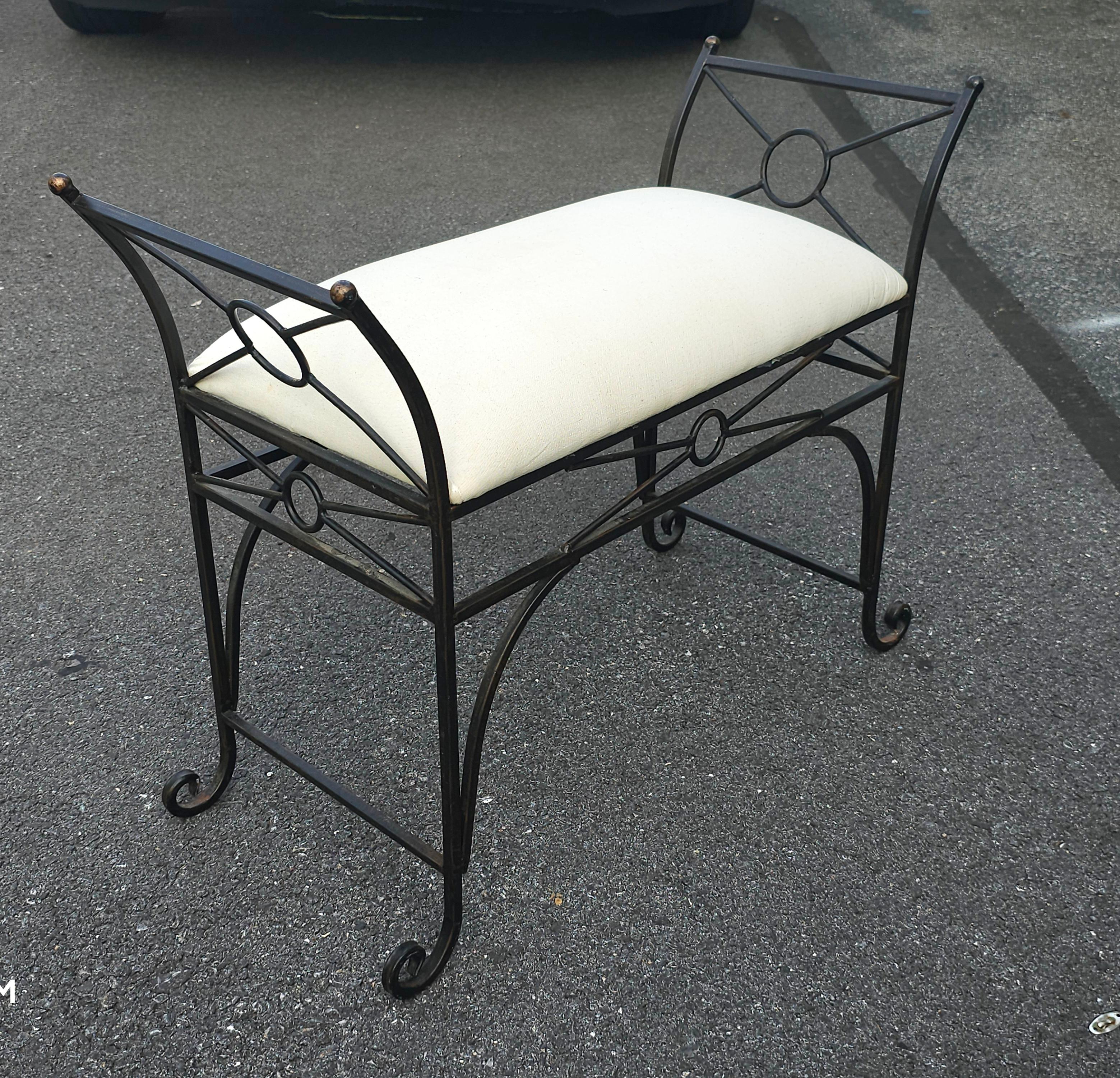 Moderne Banc en fer et tapisserie d'ameublement italien de la fin du 20e siècle Modernity en vente