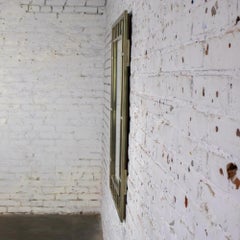 Late 20th Century Modern Large Rectangular Wall Mirror w/Brass Windowpane Frame