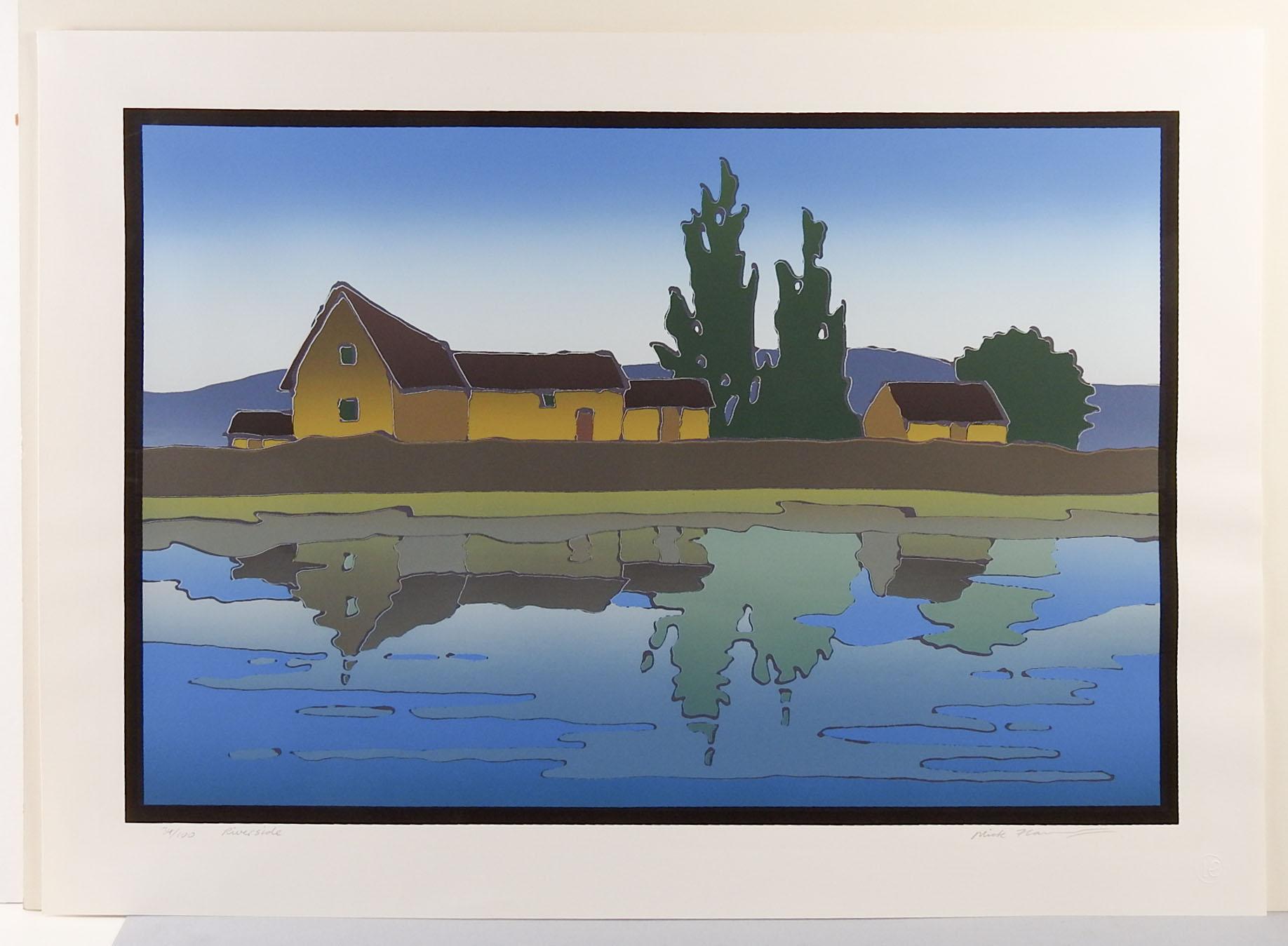 Late 20th Century Modern Lakeside Serigraph In Good Condition For Sale In Seguin, TX