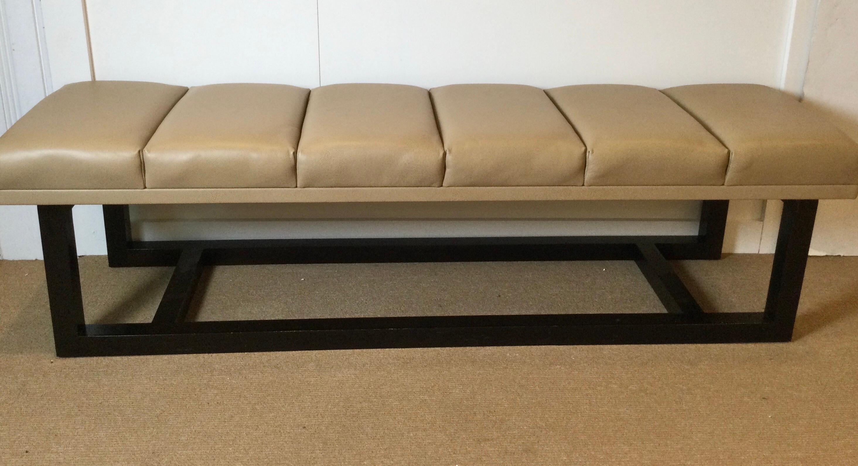 Late 20th Century Modern Style Leather Upholstered Bench 1