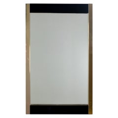 Late 20th Century Modern to Art Deco Revival Wall Mirror Black & Brass Frame