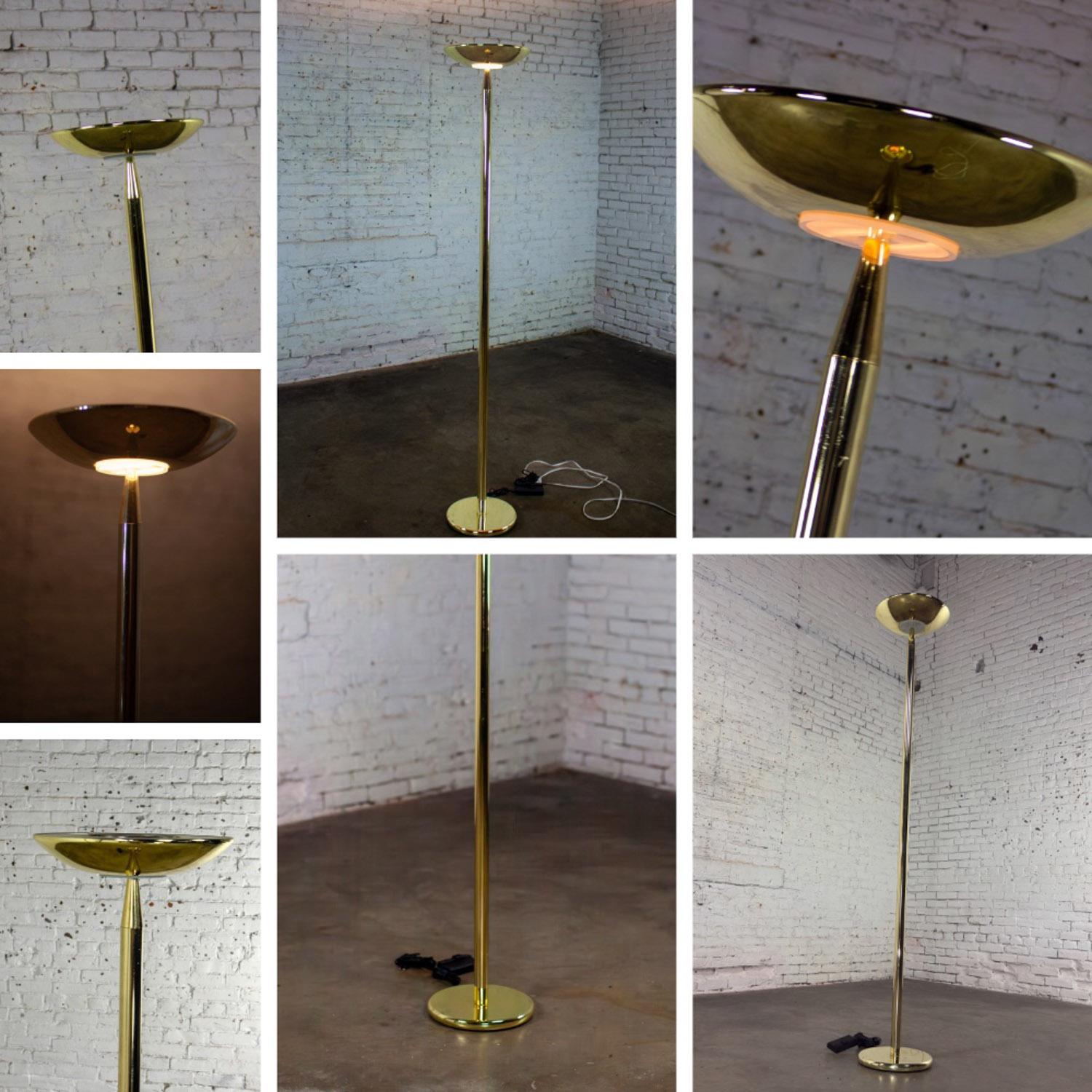 Lampadaire torchère en laiton de la fin du XXe siècle, moderne à postmoderne en vente 6