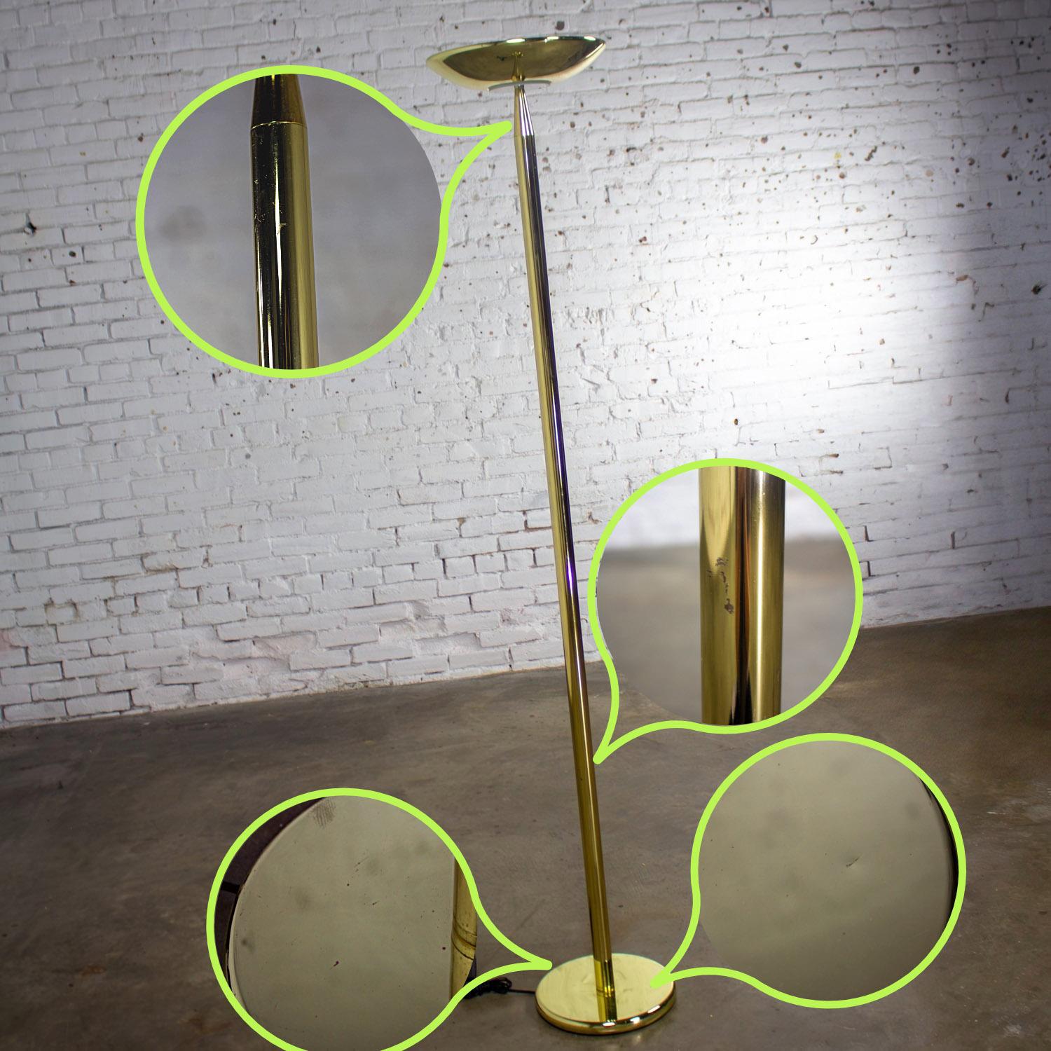 Lampadaire torchère en laiton de la fin du XXe siècle, moderne à postmoderne en vente 7