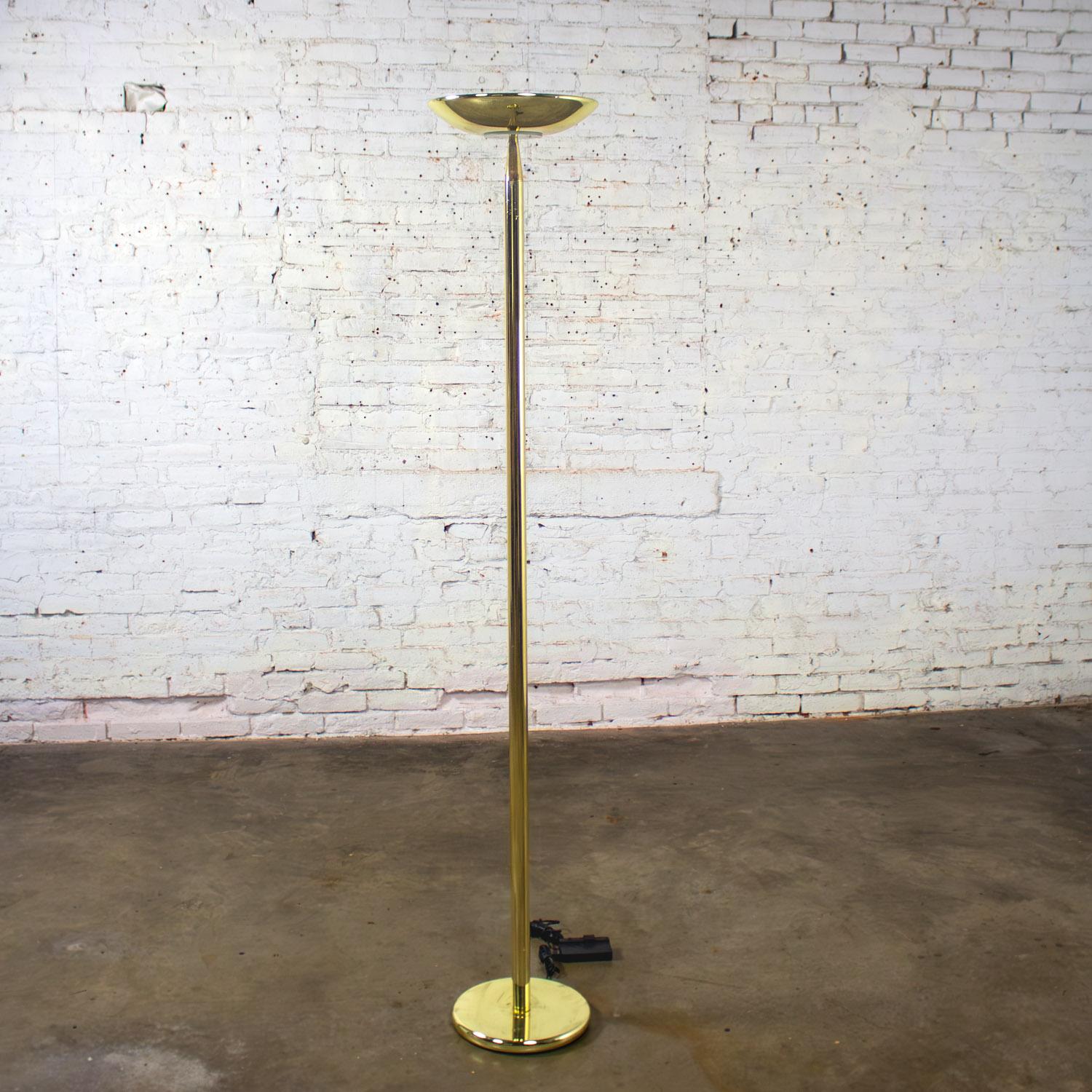 Lampadaire torchère en laiton de la fin du XXe siècle, moderne à postmoderne en vente 10