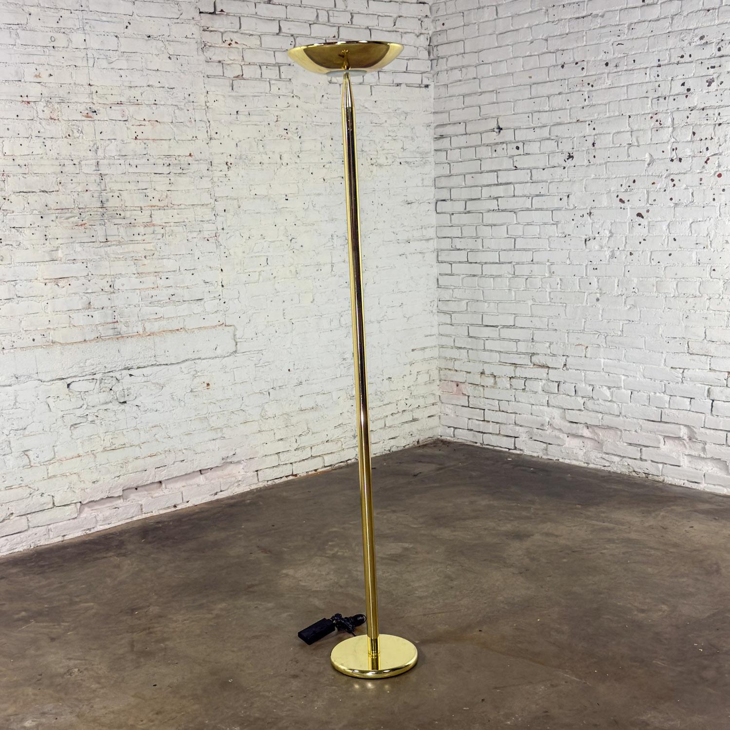 Moderne Lampadaire torchère en laiton de la fin du XXe siècle, moderne à postmoderne en vente