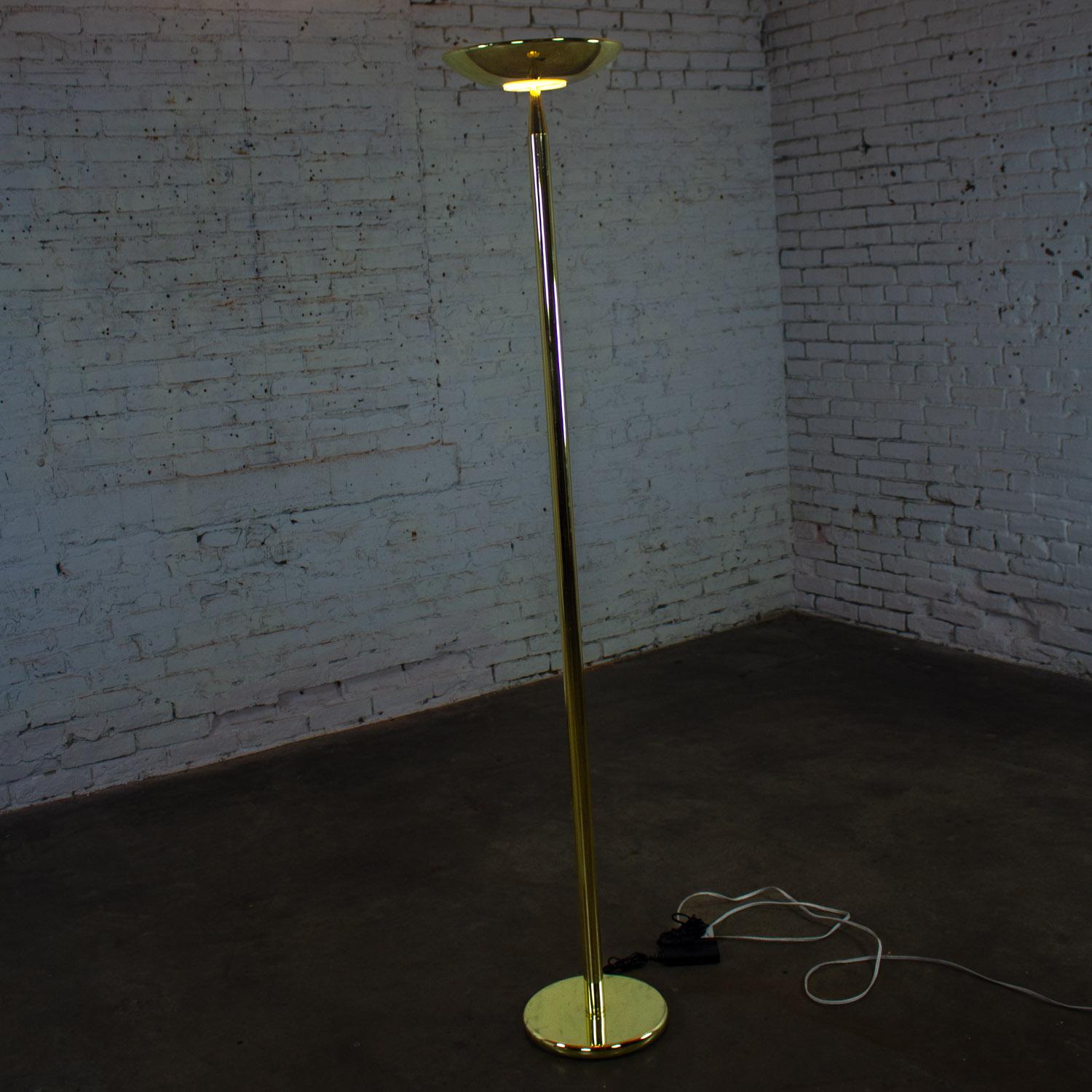 Lampadaire torchère en laiton de la fin du XXe siècle, moderne à postmoderne en vente 1