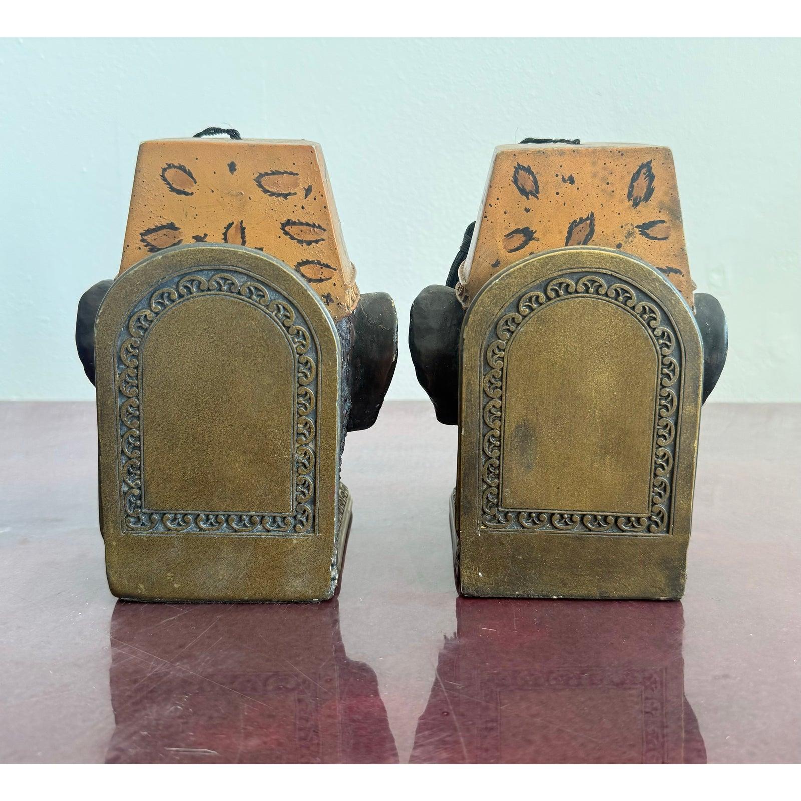 Late 20th Century Monkey Head Bookend With Fez Hats- a Pair For Sale 1