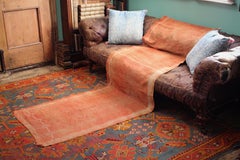 Late 20th Century Moroccan Cactus Silk Flat-Weave Kilim Sabra Orange Runner Rug