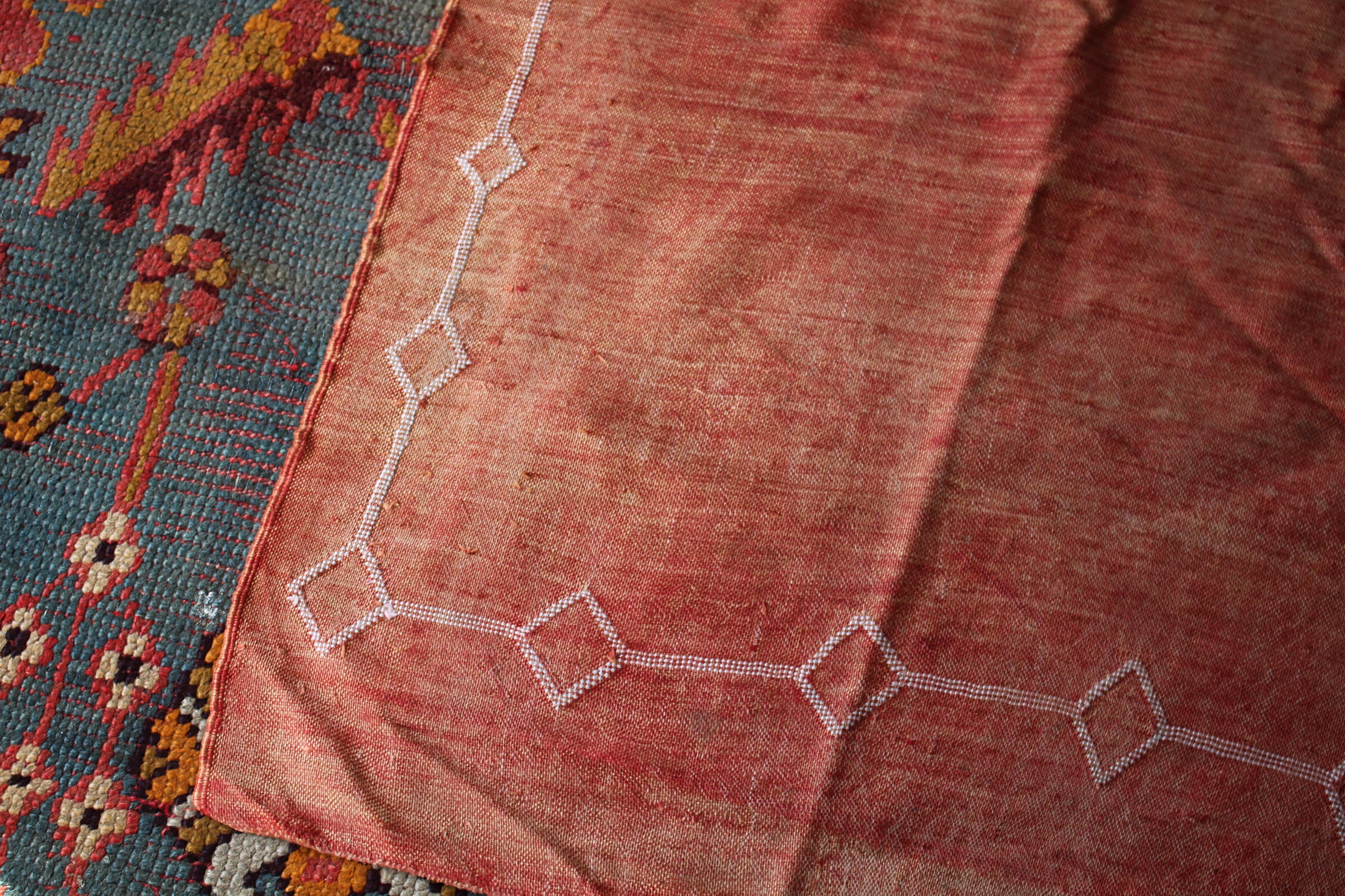 Tappeto Runner arancione Kilim a trama piatta in seta di cactus della fine del XX secolo in vendita 1