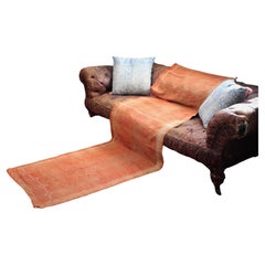 Alfombra de calle marroquí de seda de cactus de finales del siglo XX de tejido plano Kilim Sabra naranja