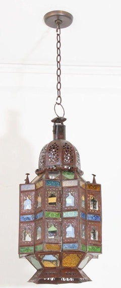 Late 20th Century Moroccan Moorish Hanging Glass Lantern