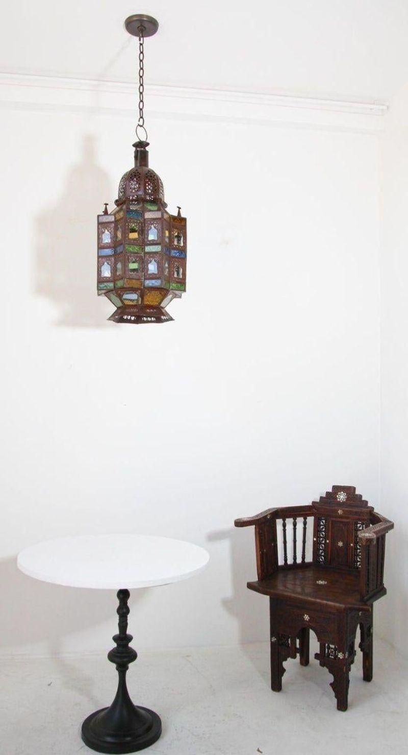 Farol marroquí morisco de cristal colgante de finales del siglo XX Morisco en venta
