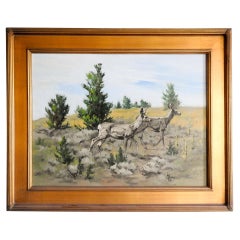 Late 20th Century Mule Deer Painting by Linda Budge